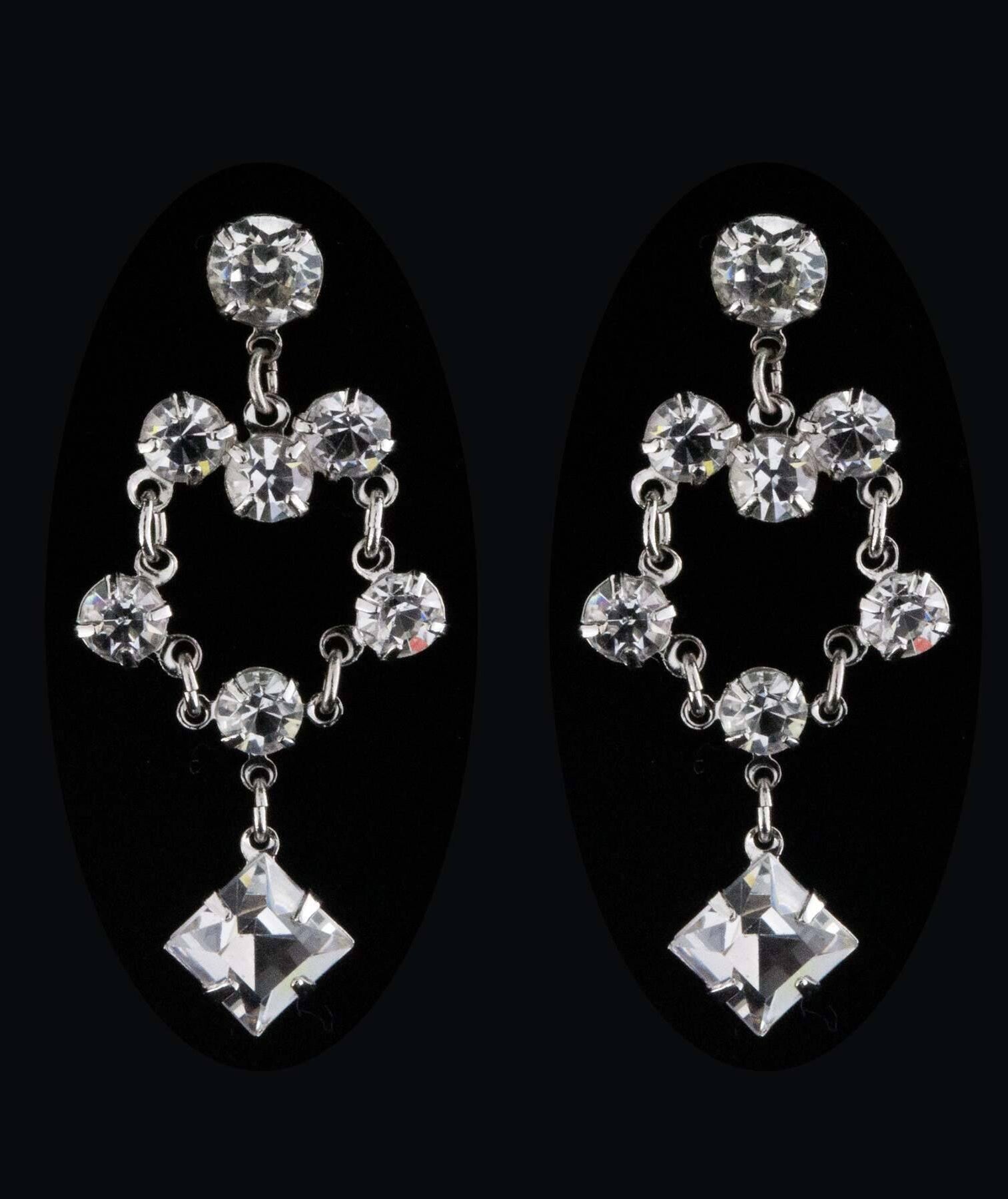 1928 Jewelry Draped Austrian Crystal Dangling Earrings
