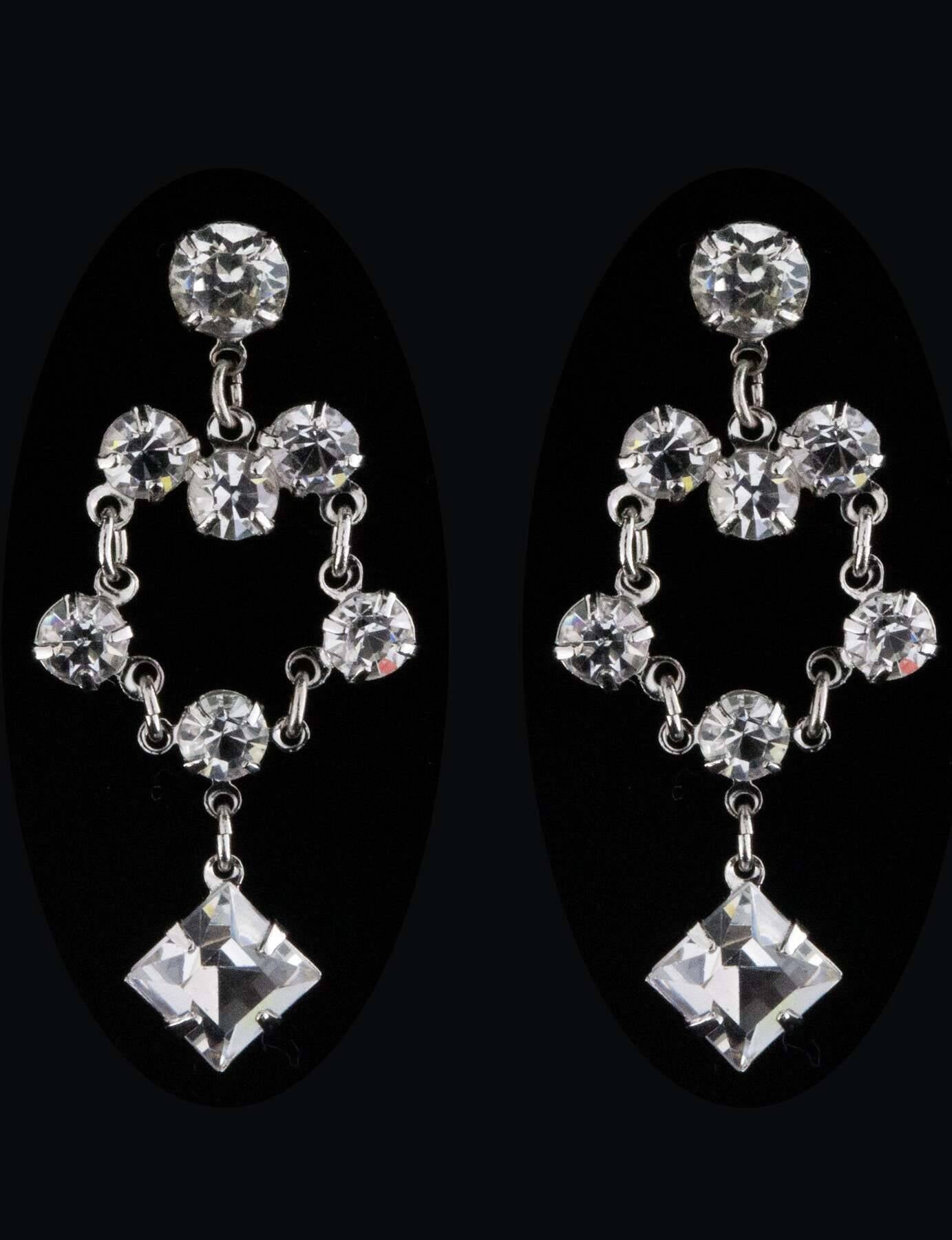 1928 Jewelry Draped Austrian Crystal Dangling Earrings