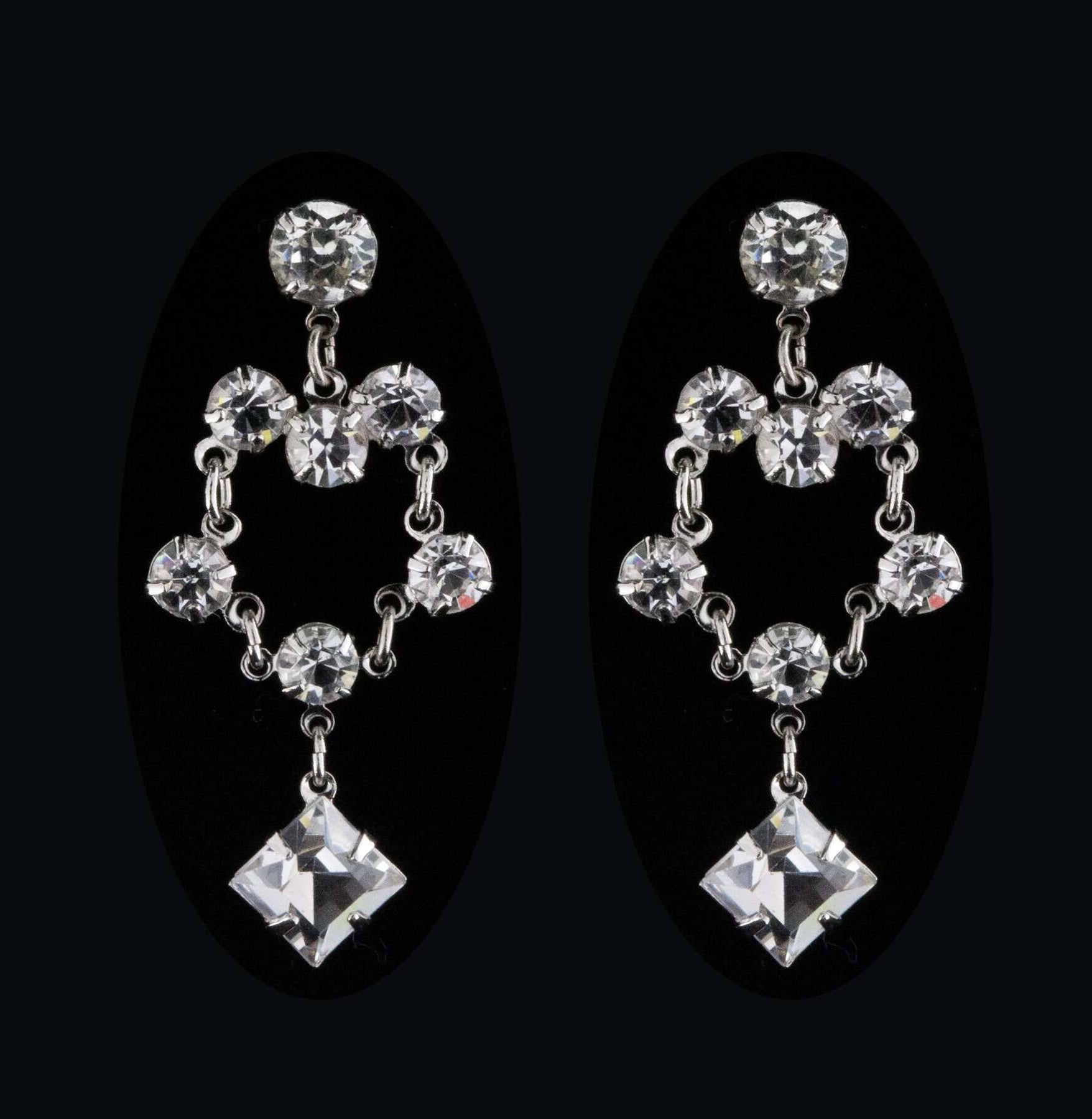 1928 Jewelry Draped Austrian Crystal Dangling Earrings