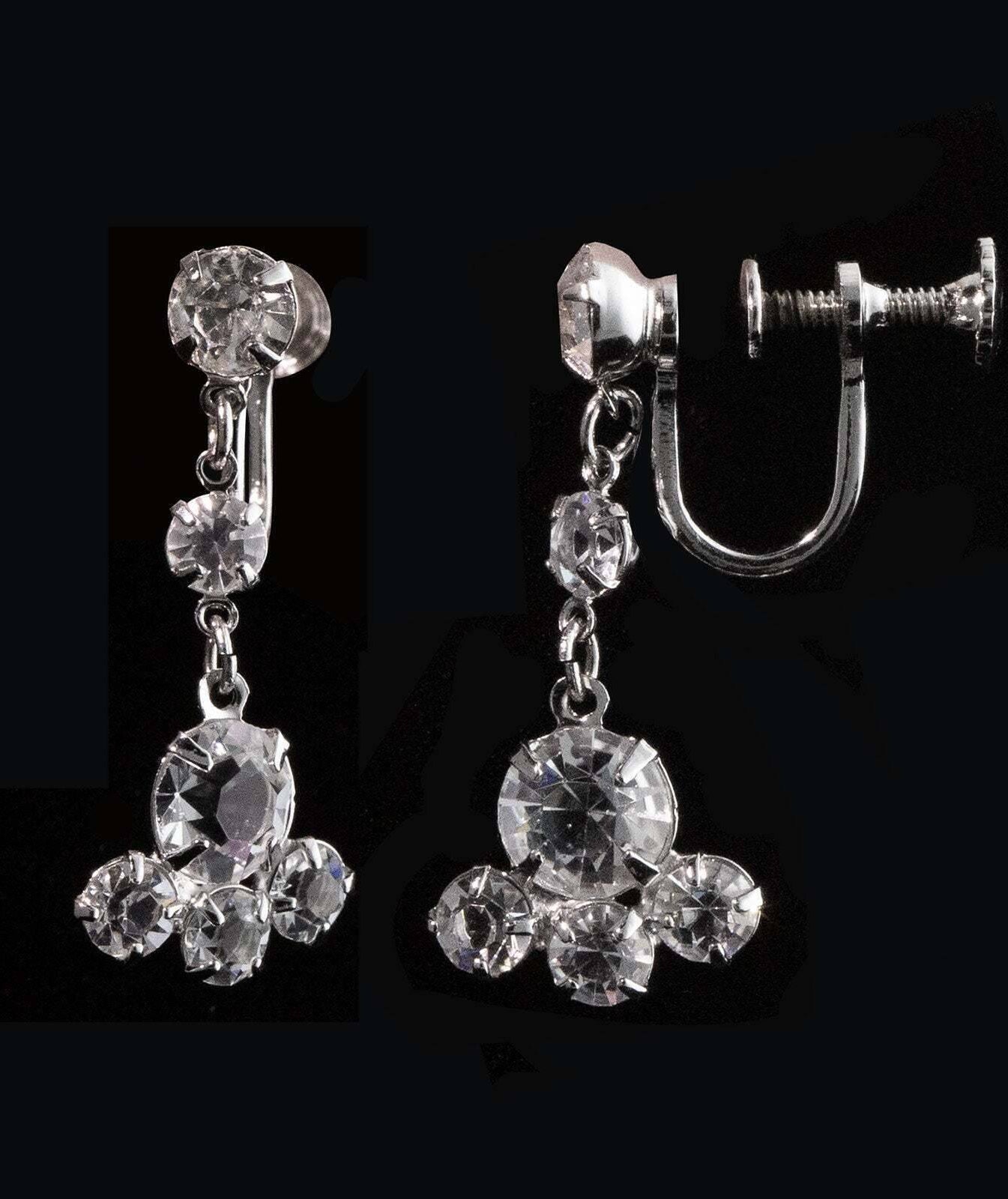 1928 Jewelry Austrian Crystal Screw Back Drop Clip On Earrings