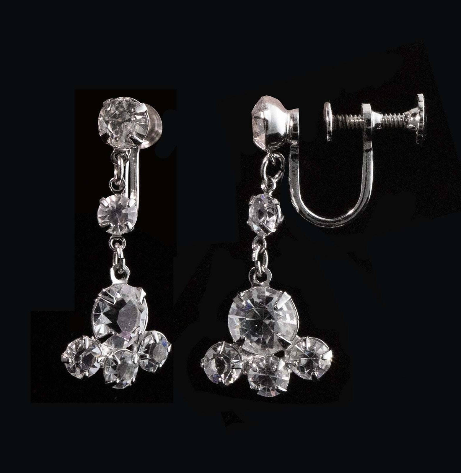 1928 Jewelry Austrian Crystal Screw Back Drop Clip On Earrings