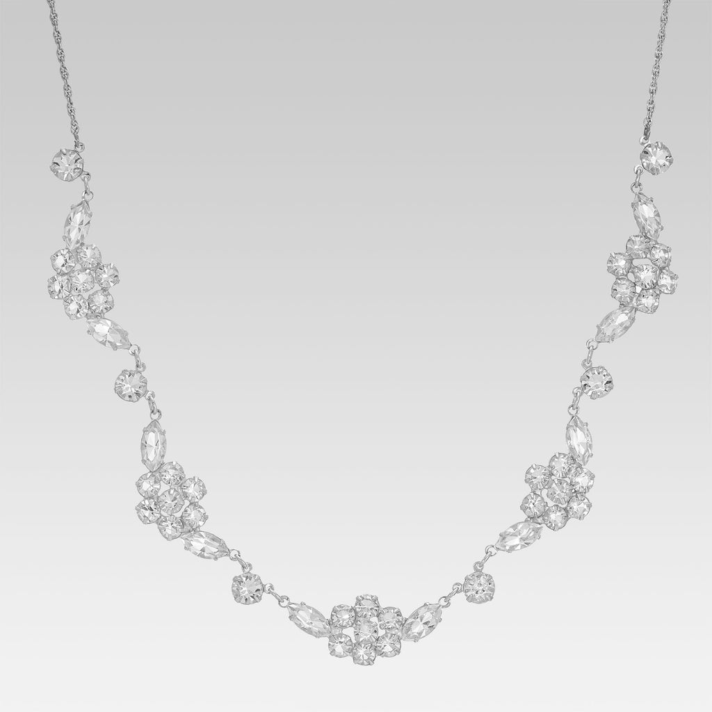 Five Flower Austrian Crystal Drop Necklace 16"