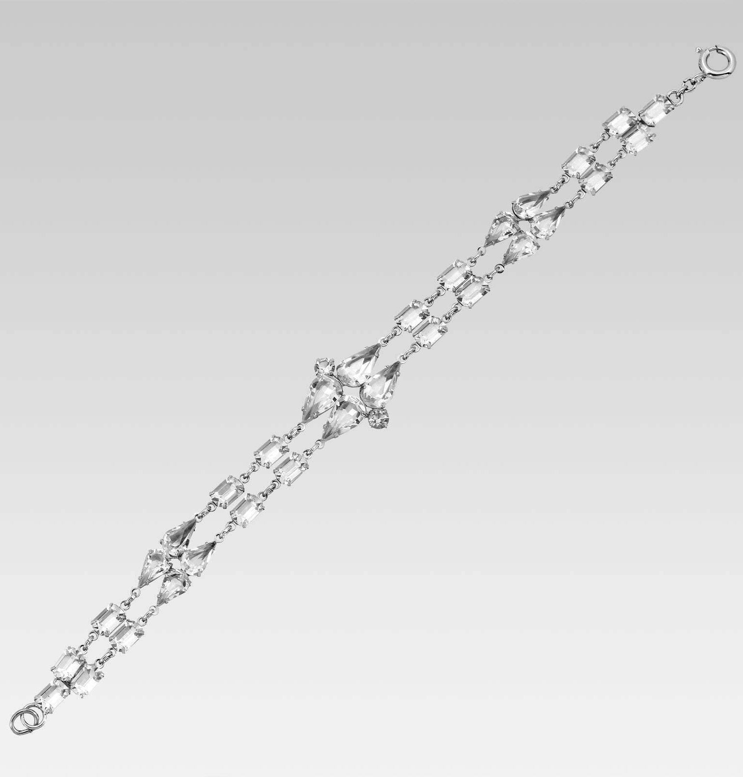 1928 Jewelry Pear & Baguette Austrian Crystal Link Bracelet