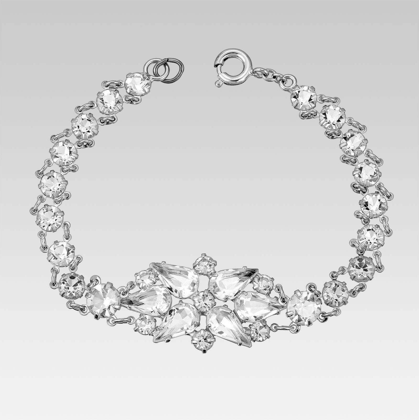 1928 Jewelry Pear & Round Multi Austrian Crystal Link Bracelet