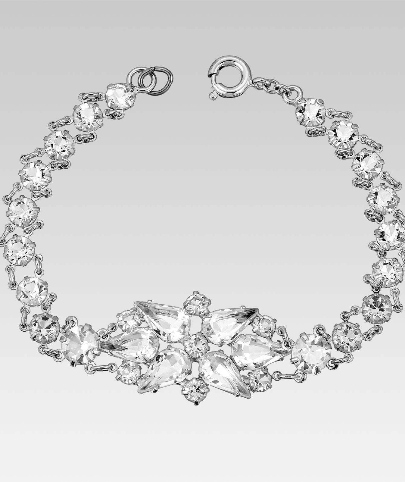 1928 Jewelry Pear & Round Multi Austrian Crystal Link Bracelet