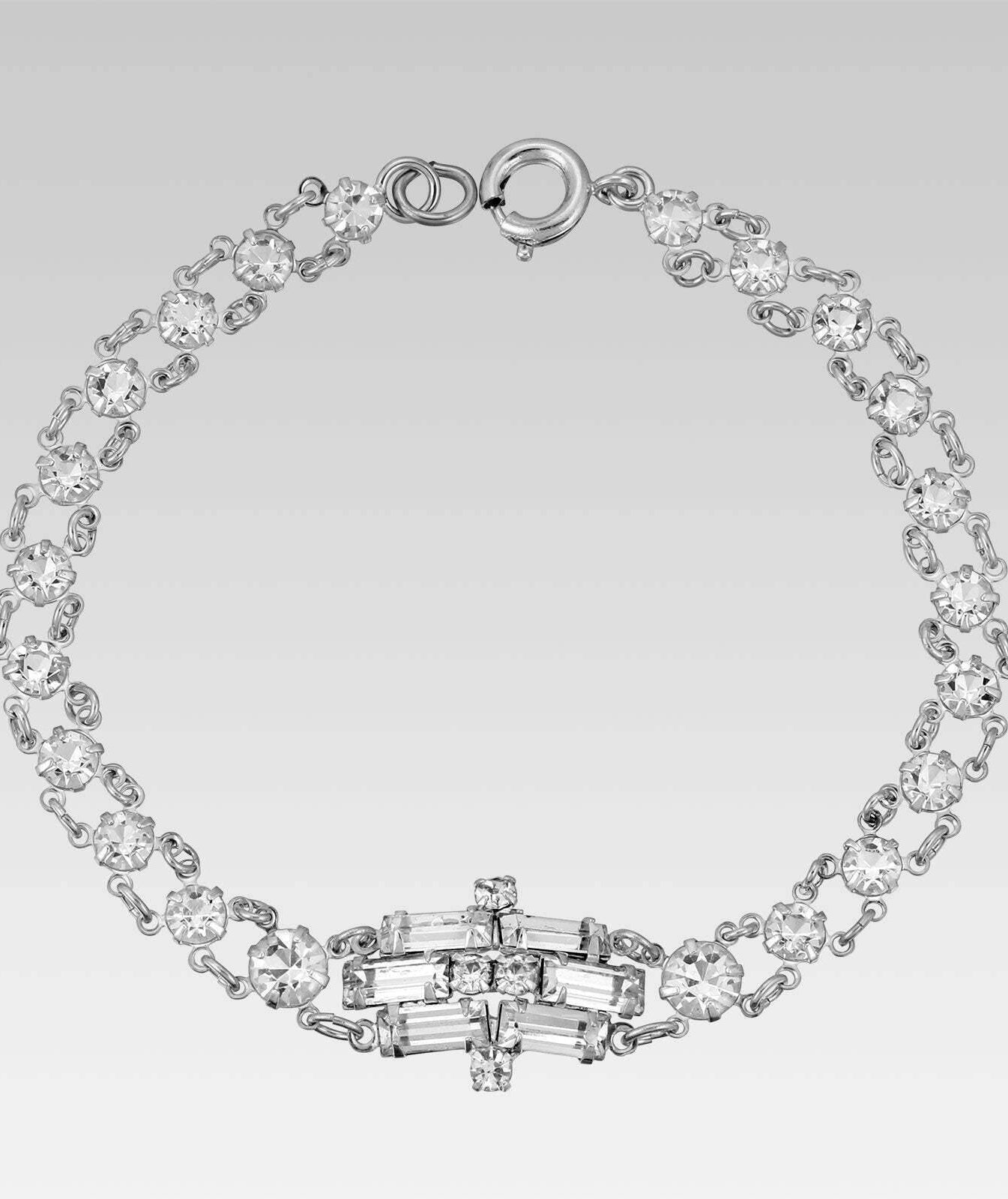 1928 Jewelry Baguette & Round Crystal Austrian Crystal Link Bracelet