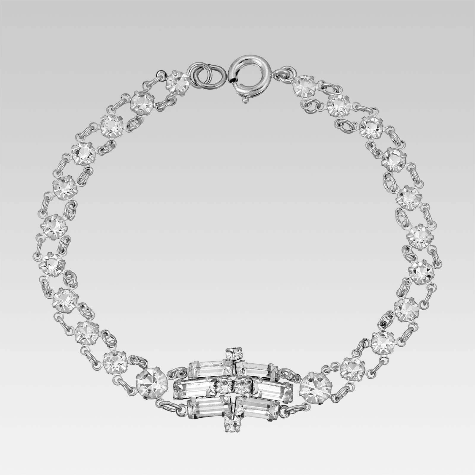 1928 Jewelry Baguette & Round Crystal Austrian Crystal Link Bracelet