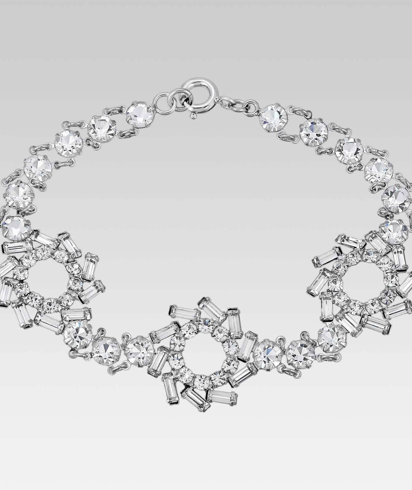 1928 Jewelry Cyclone Austrian Crystal Link Bracelet 7.5"L