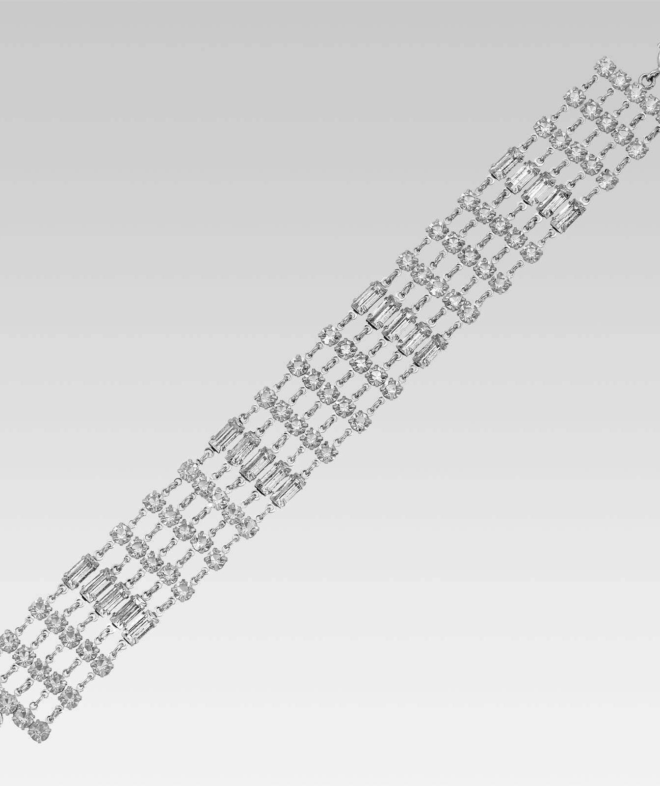 1928 Jewelry Five Row Austrian Crystal Link Bracelet 7.5"L