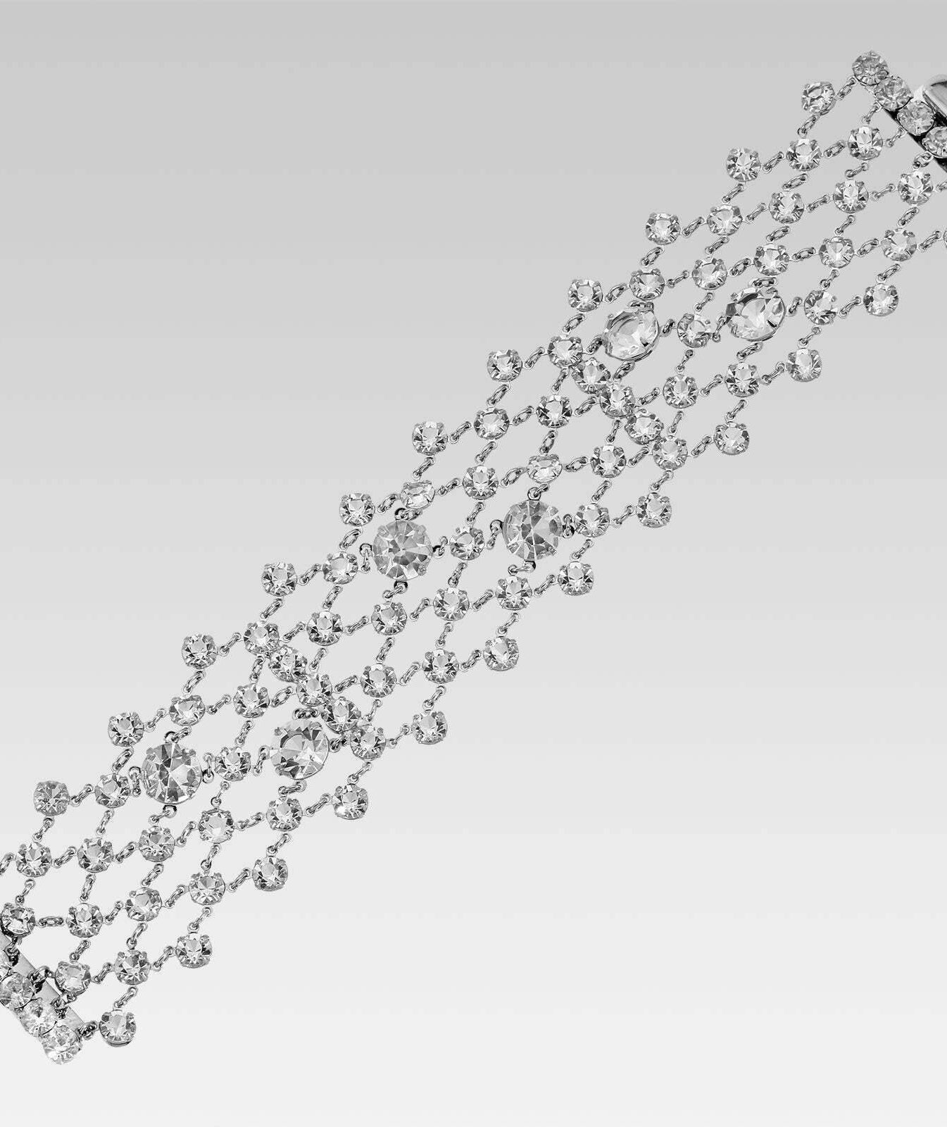 1928 Jewelry Multi Row Round Austrian Crystal Statement Link Bracelet