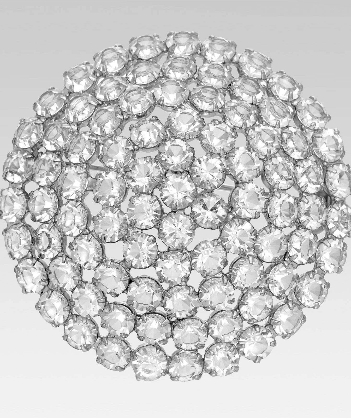 1928 Jewelry Large Austrian Crystal Round Brooch Pin