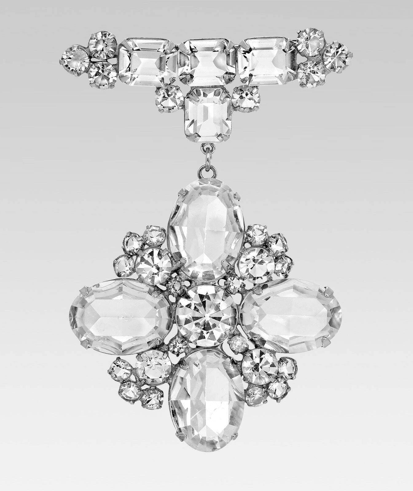 1928 Jewelry Austrian Crystal Drop Bar Pin