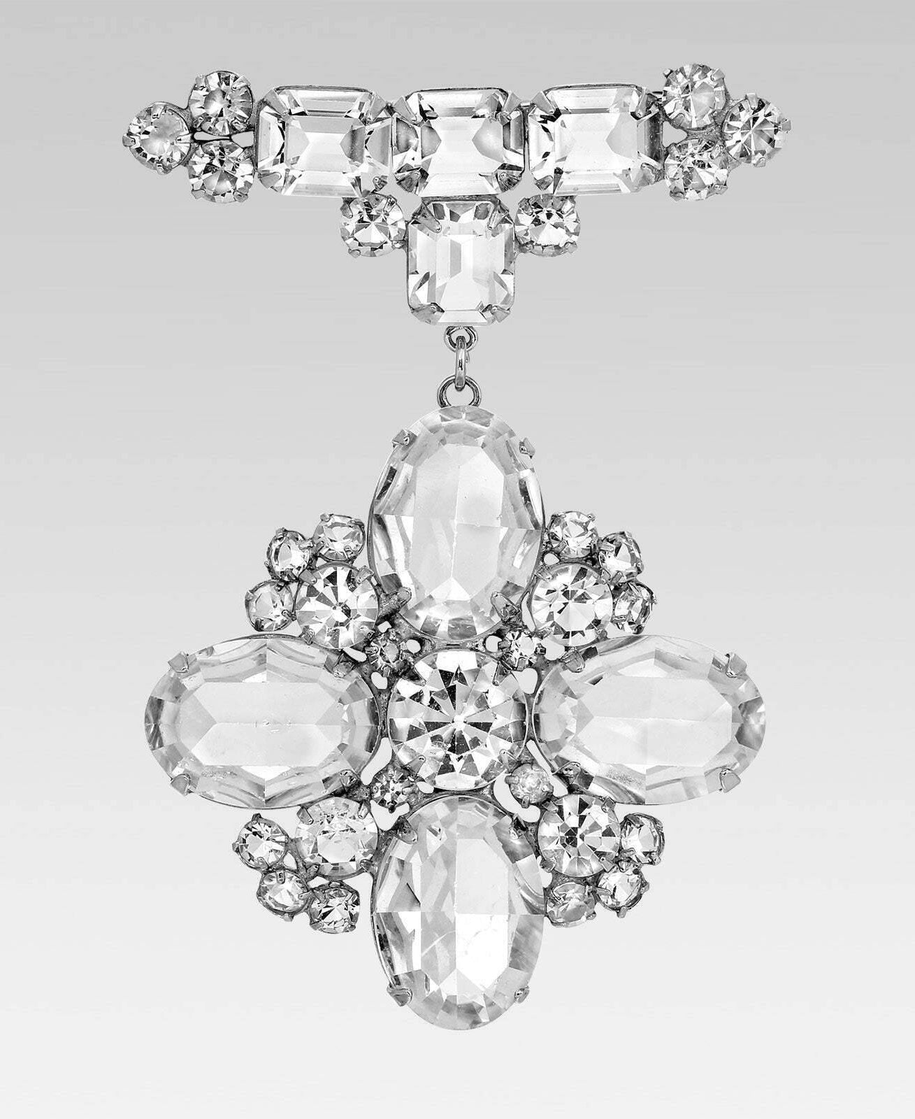 1928 Jewelry Austrian Crystal Drop Bar Pin