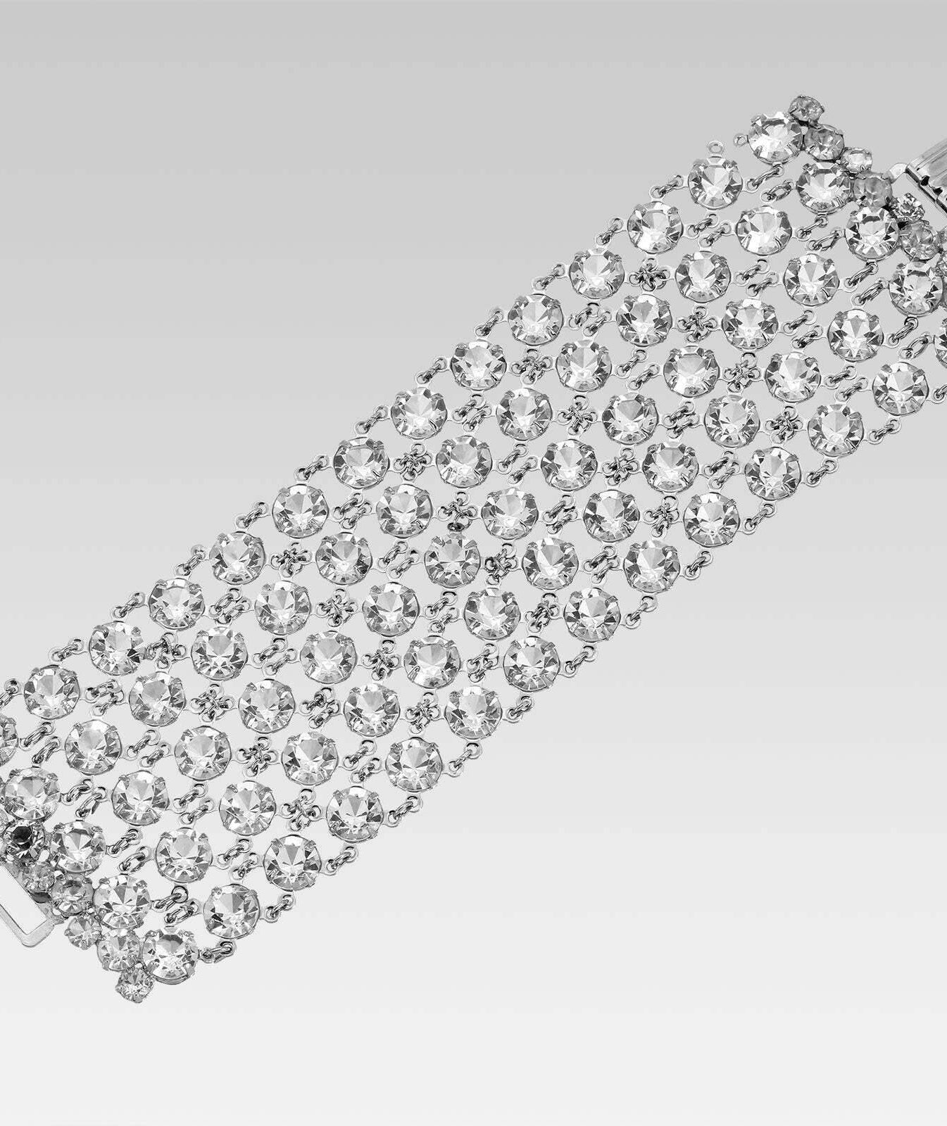 1928 Jewelry 5 Row Round Austrian Crystal Chain Bracelet 7 Inch