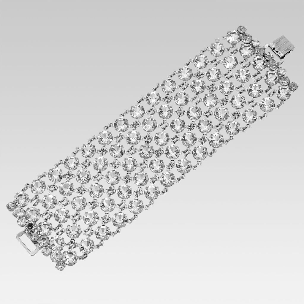5 Row Round Austrian Crystal Chain Bracelet 7 Inch