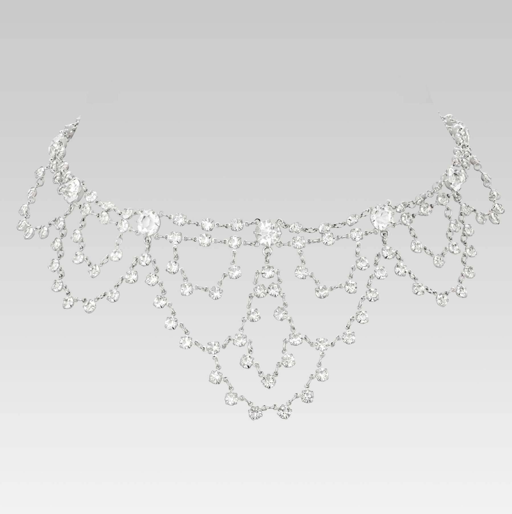 1928 Jewelry Vintage Austrian Crystal Draped Necklace 11"