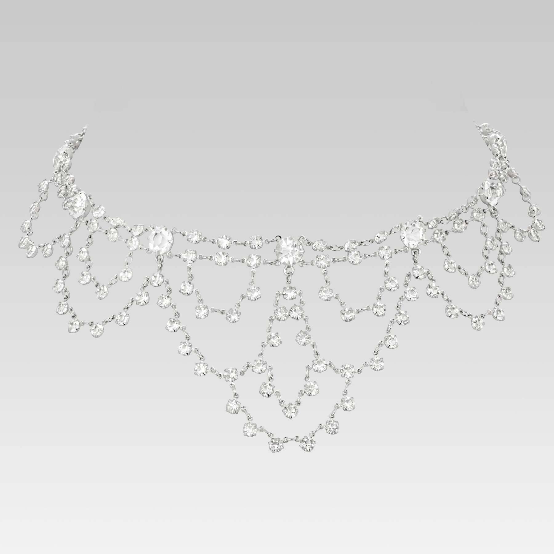 1928 Jewelry Vintage Austrian Crystal Draped Necklace 11"