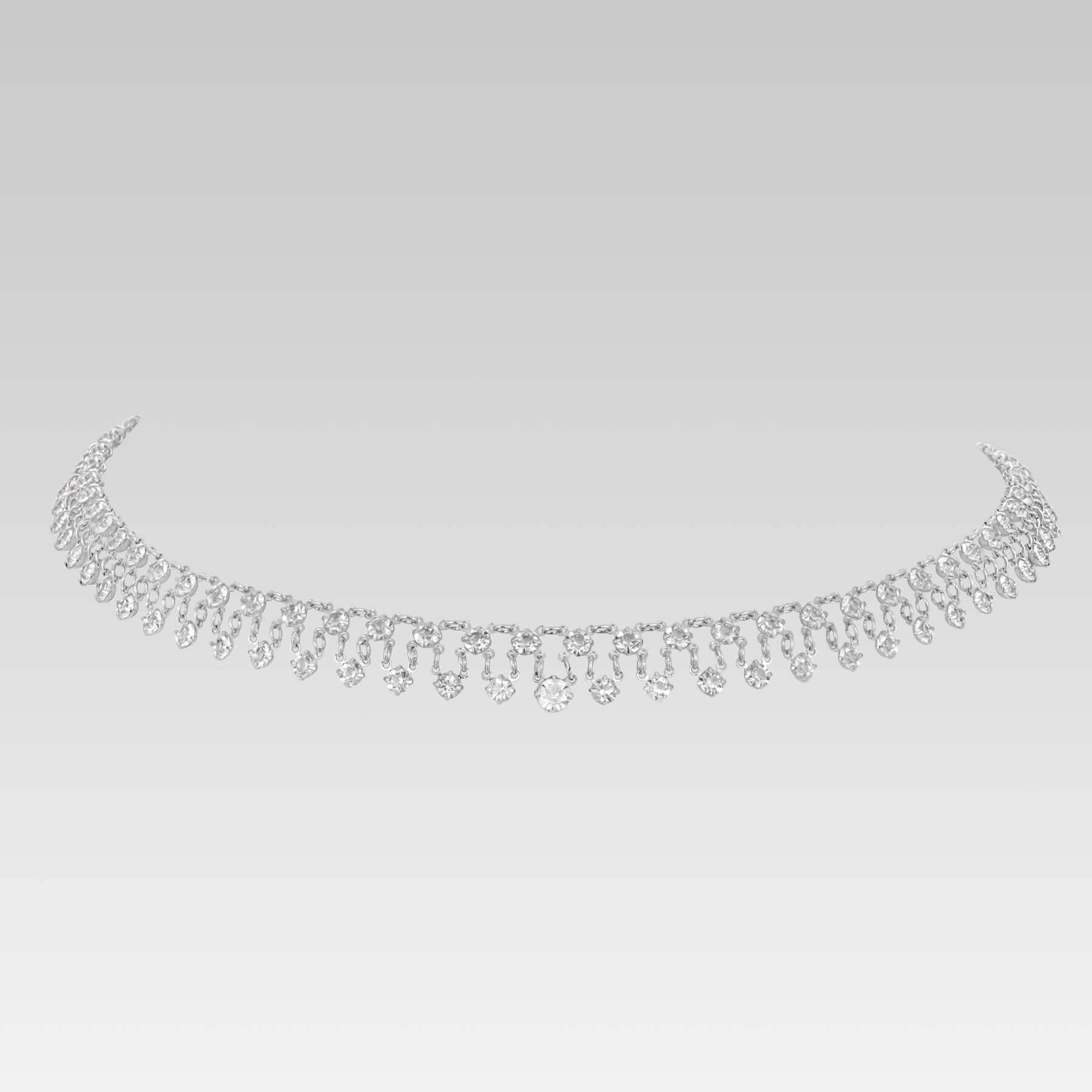 1928 Jewelry Vintage Austrian Crystal Round Drop Link Necklace 16"