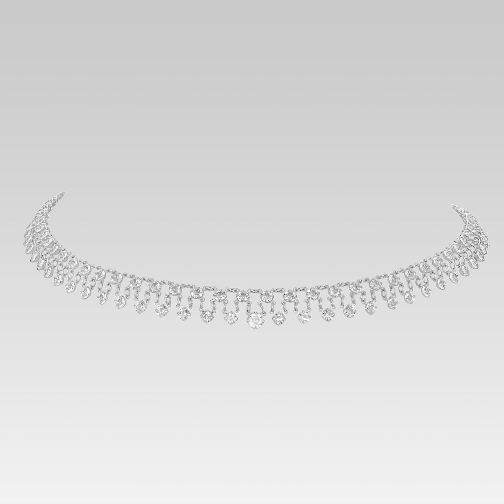 Vintage Austrian Crystal Round Drop Link Necklace 16"