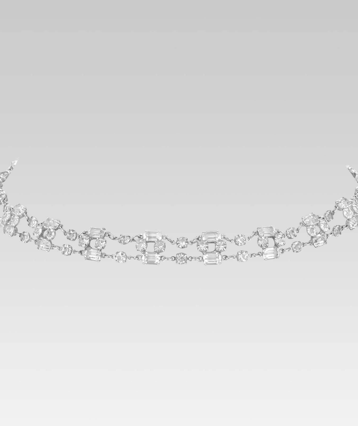 1928 Jewelry Classic Vintage Austrian Crystal Baguette Link Necklace 15"