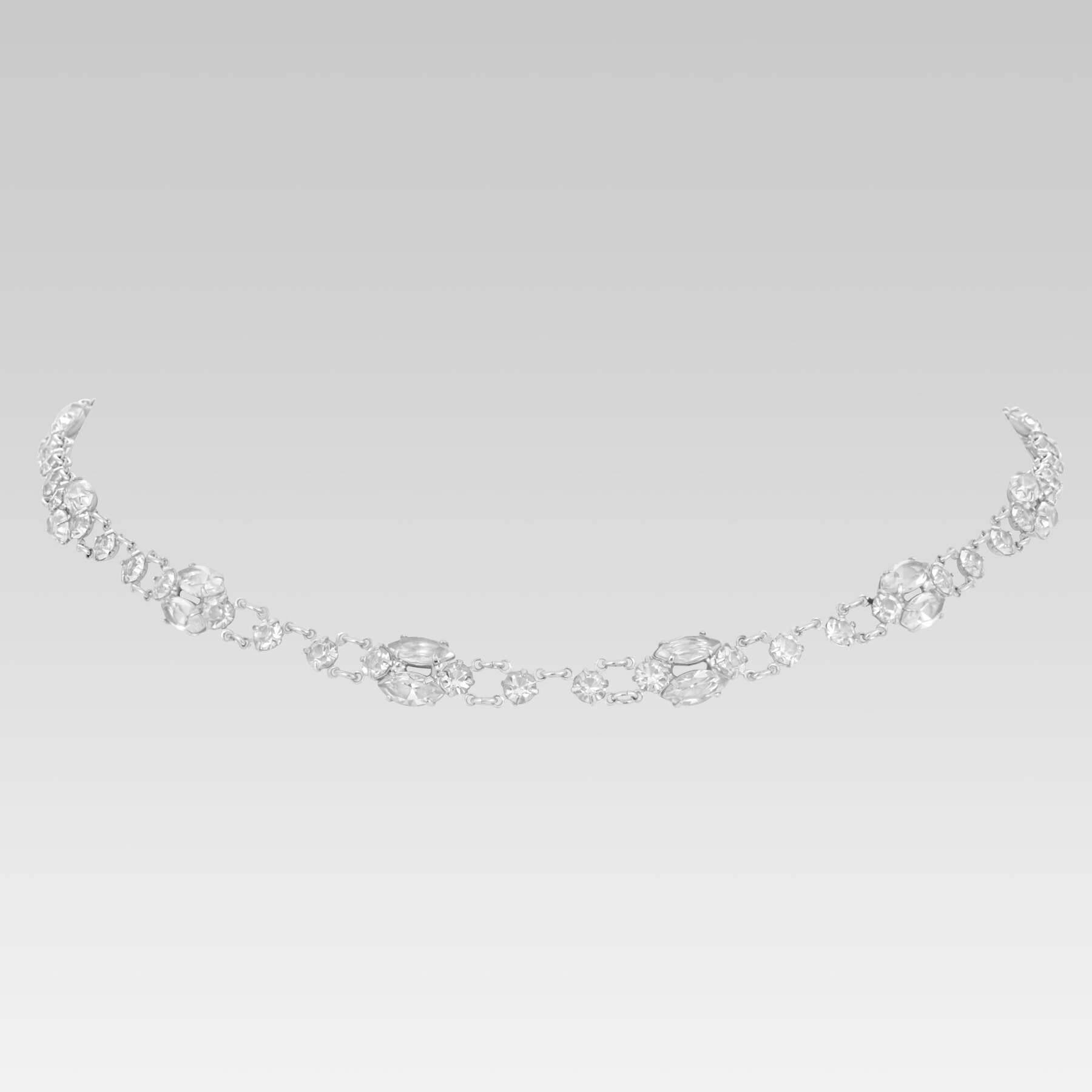 1928 Jewelry Vintage Austrian Crystal Navette Link Necklace 15"