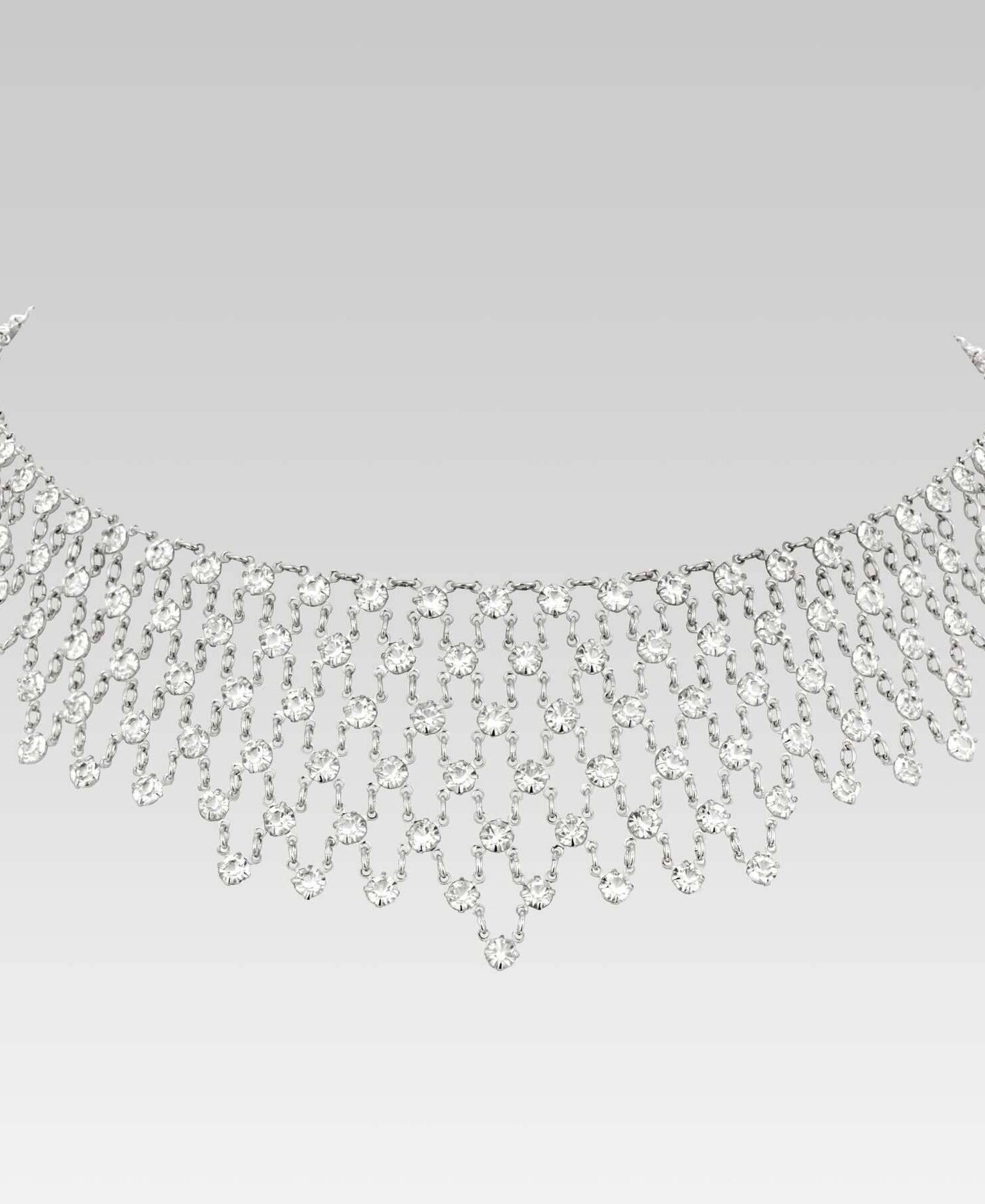 1928 Jewelry Vintage Austrian Crystal Bib Drop Necklace 15.5"