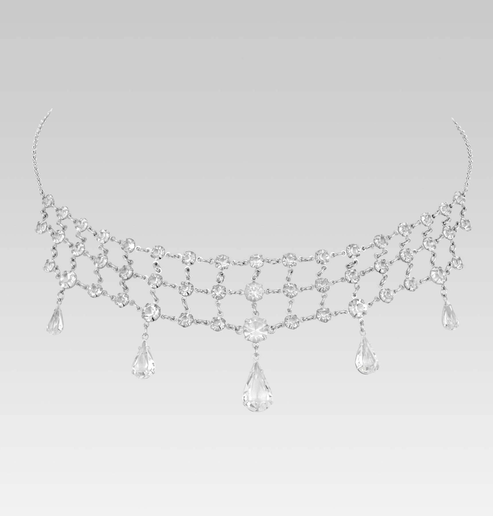 1928 Jewelry Vintage Austrian Crystal Tear Drop Necklace 15"