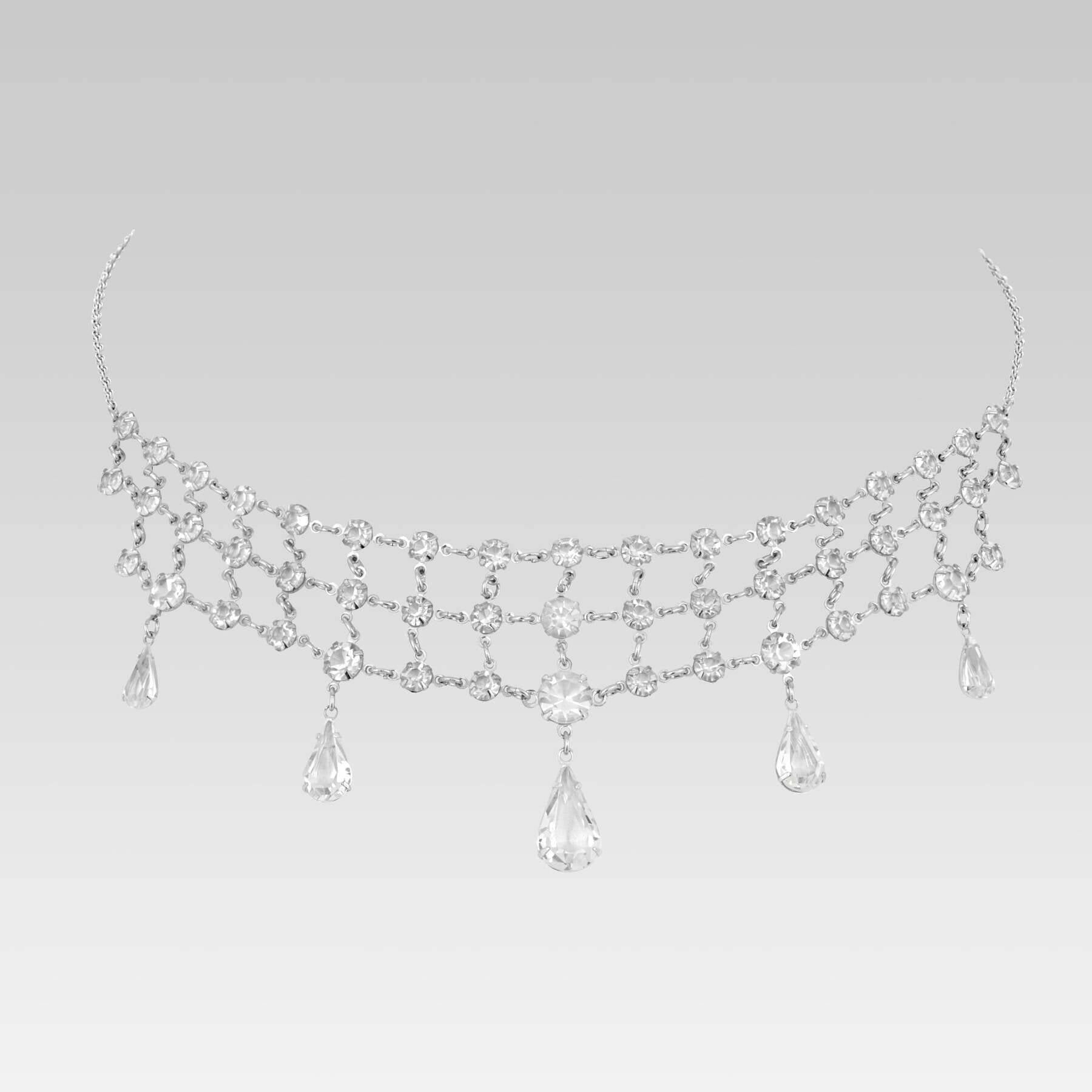 1928 Jewelry Vintage Austrian Crystal Tear Drop Necklace 15"