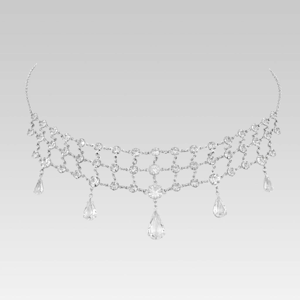 Vintage Austrian Crystal Tear Drop Necklace 15"