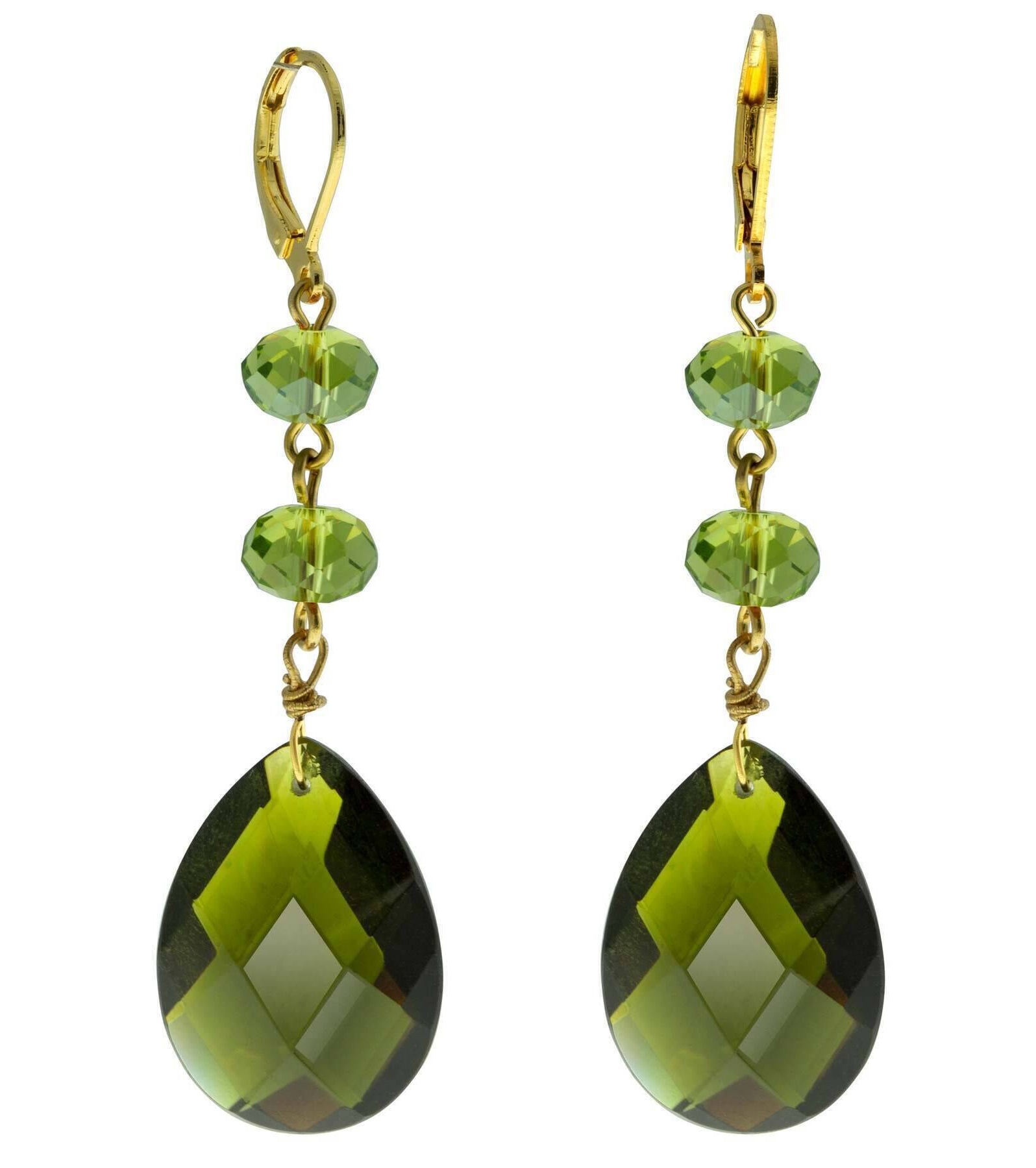 1928 Jewelry Briolette Faceted Teardrop Crystal And Bead Drop Earrings