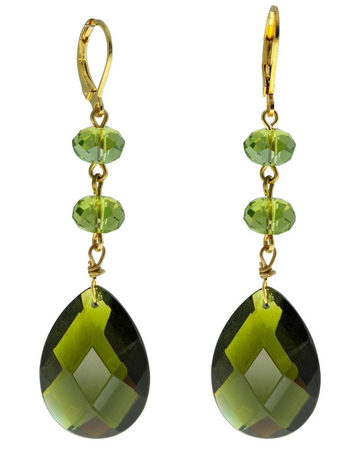 1928 Jewelry Briolette Faceted Teardrop Crystal And Bead Drop Earrings