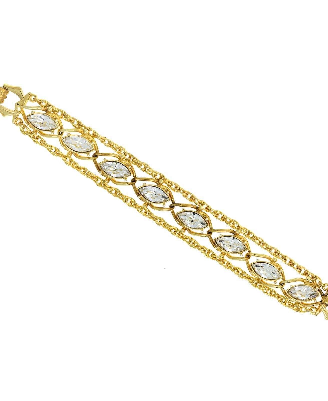 1928 Jewelry Navette Austrian Crystal Chain Bracelet 8"L