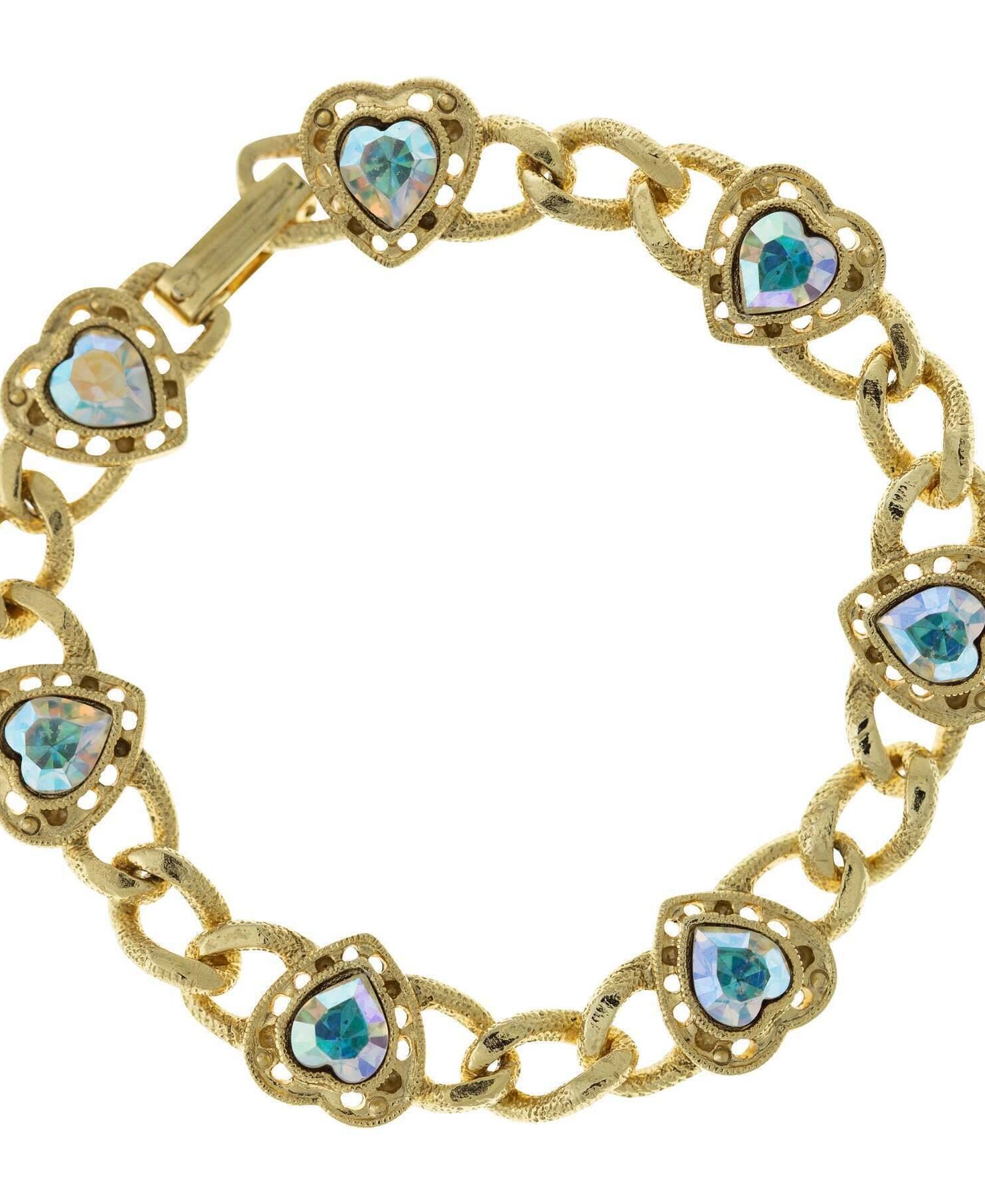 1928 Jewelry Austrian Crystal AB Heart Chain Bracelet