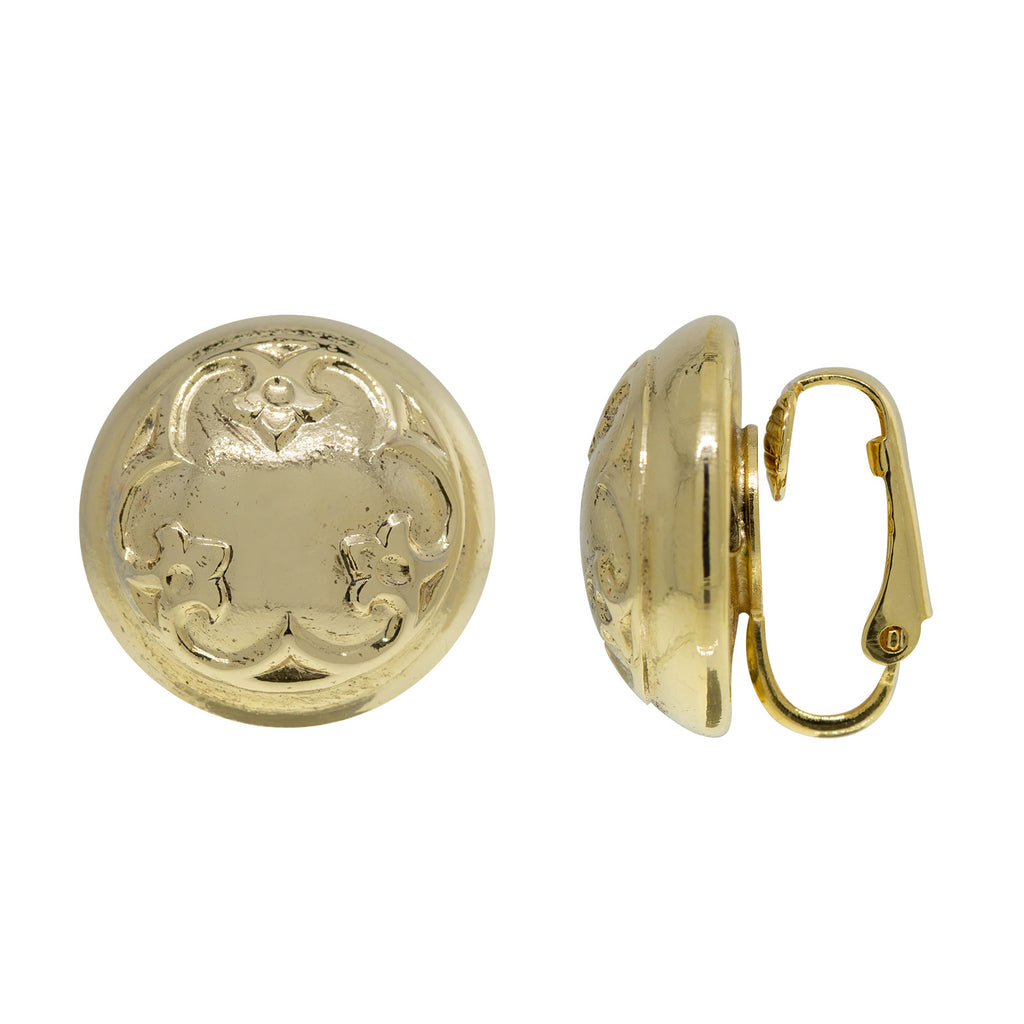 Petite Round Classic Clip On Earrings In Gold