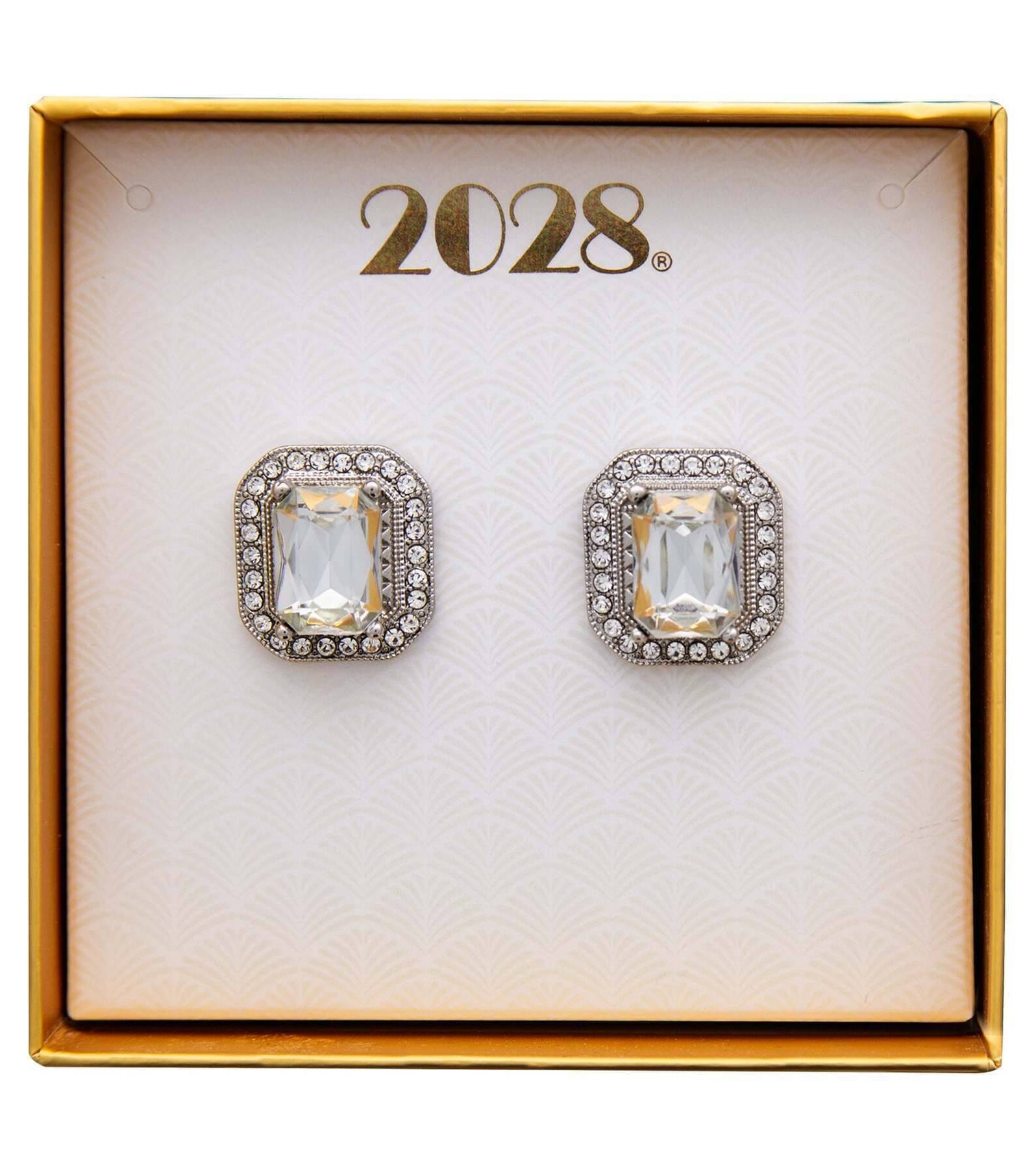 2028 Jewelry Crystal Octagon Button Earrings