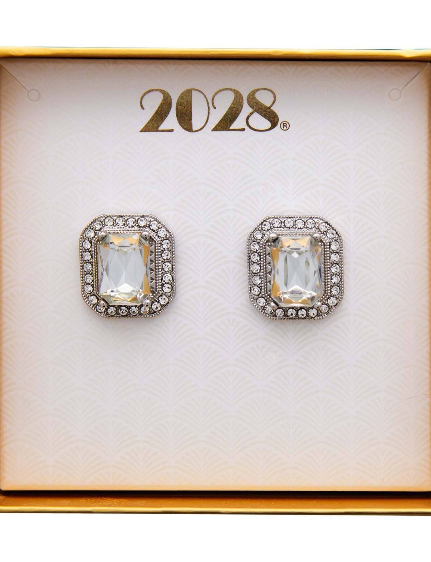 2028 Jewelry Crystal Octagon Button Earrings