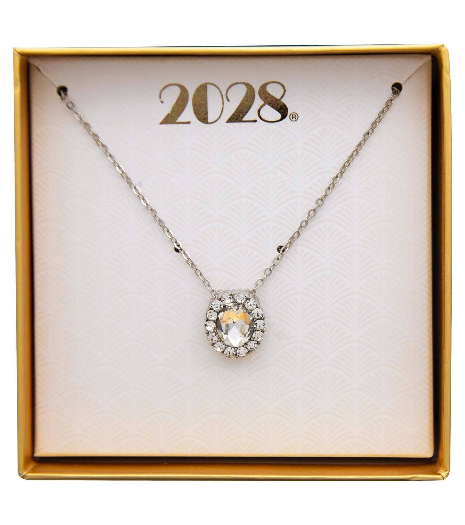 2028 Jewelry Crystal Oval Pendant Necklace 16" + 3" Extender