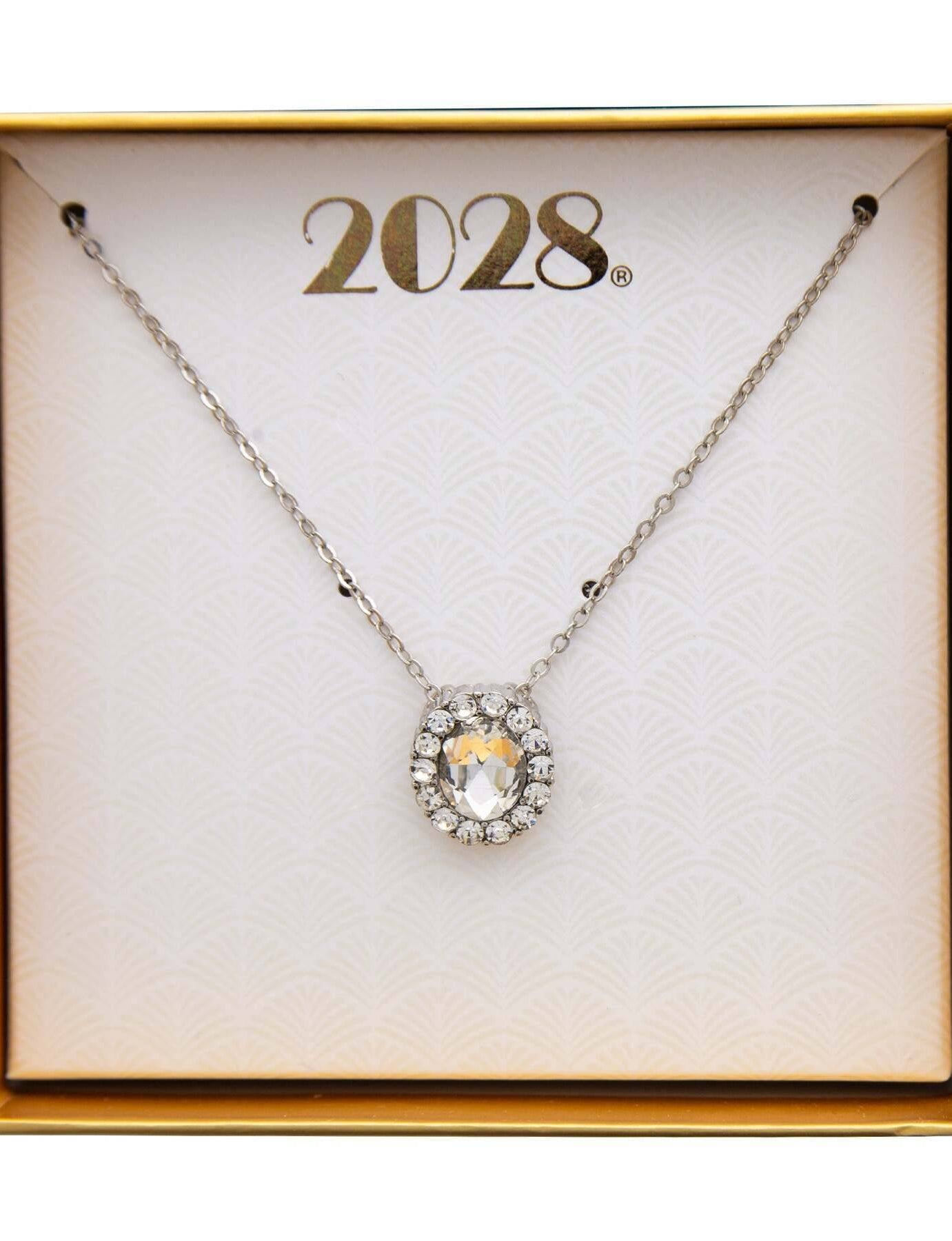 2028 Jewelry Crystal Oval Pendant Necklace 16" + 3" Extender