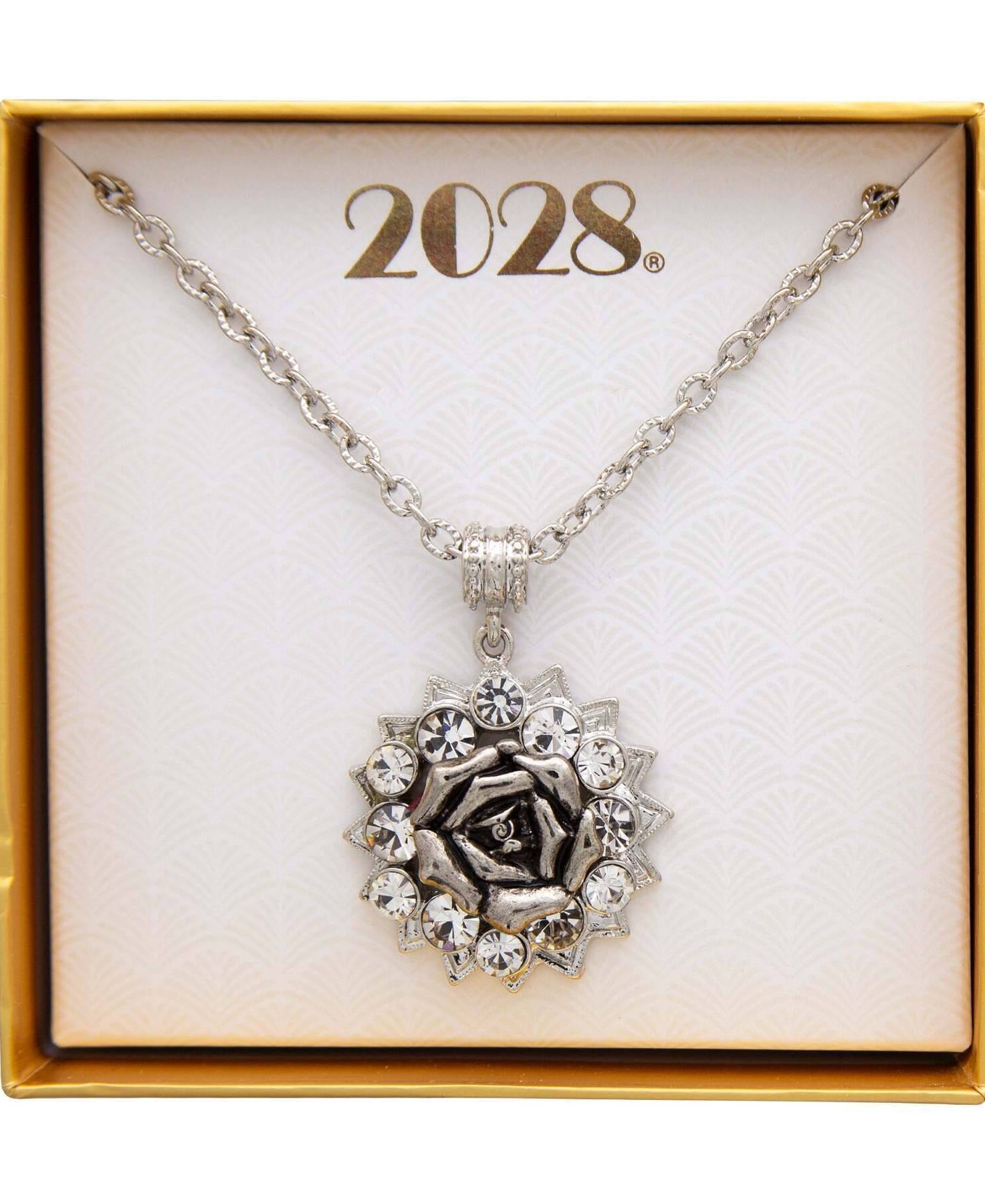 2028 Jewelry Crystal Flower Pendant Necklace 16" + 3" Extender