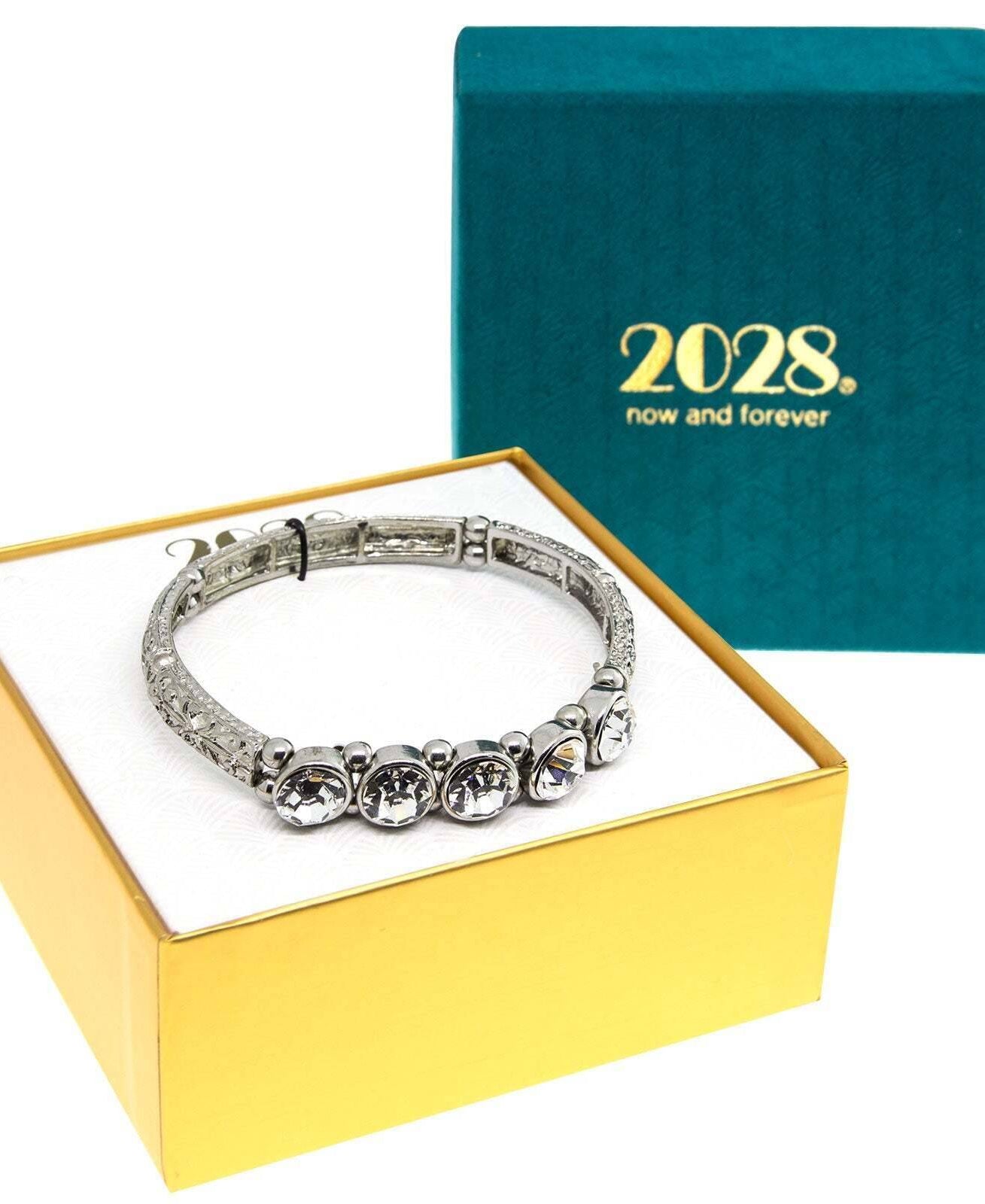 2028 Jewelry Round Clear Crystal Stretch Bracelet