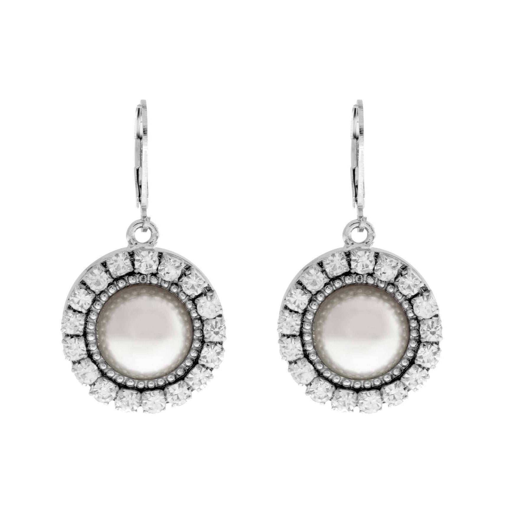 1928 Jewelry Round Crystal Faux Pearl Drop Earrings