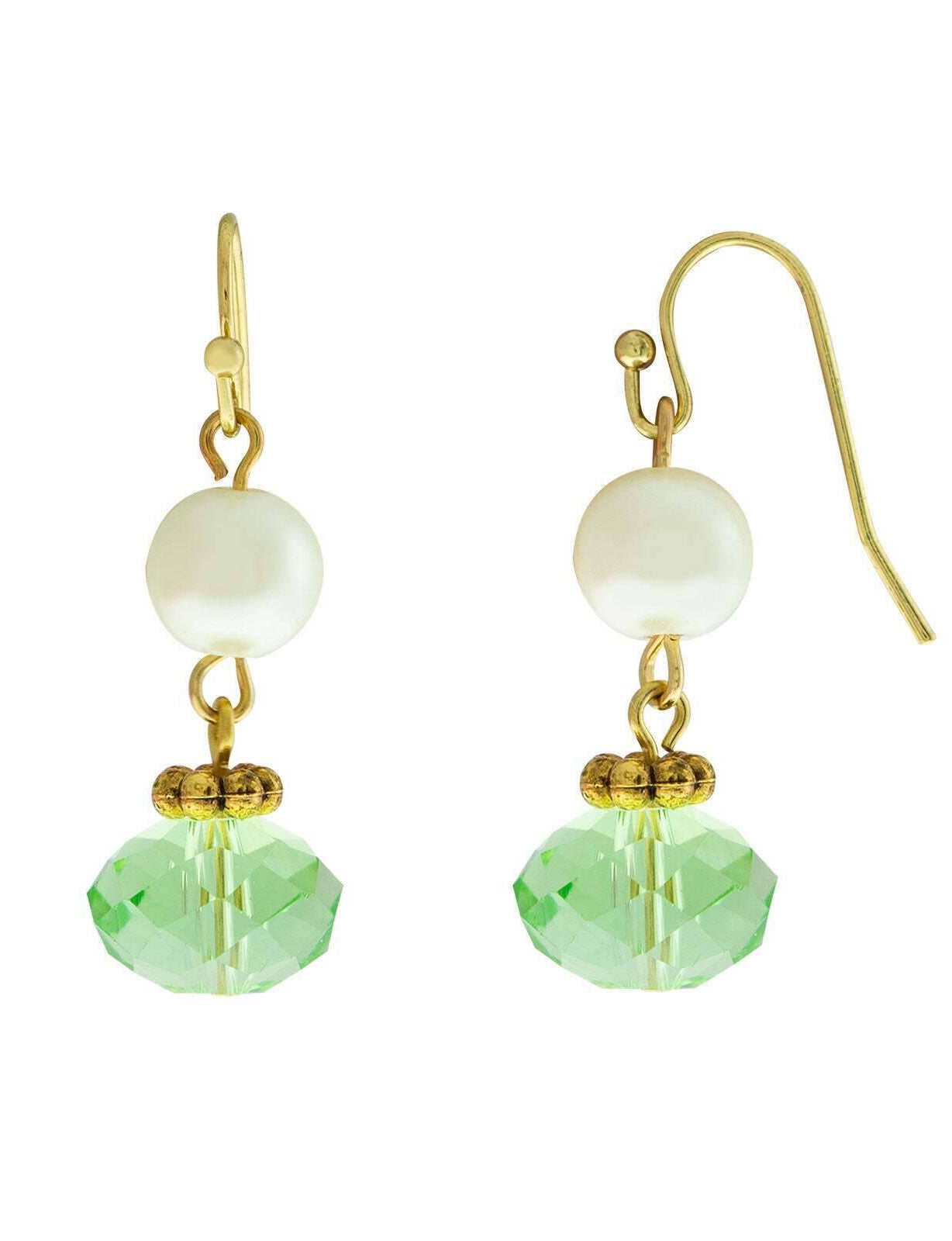 1928 Jewelry Faux Pearl & Bead Drop Earrings