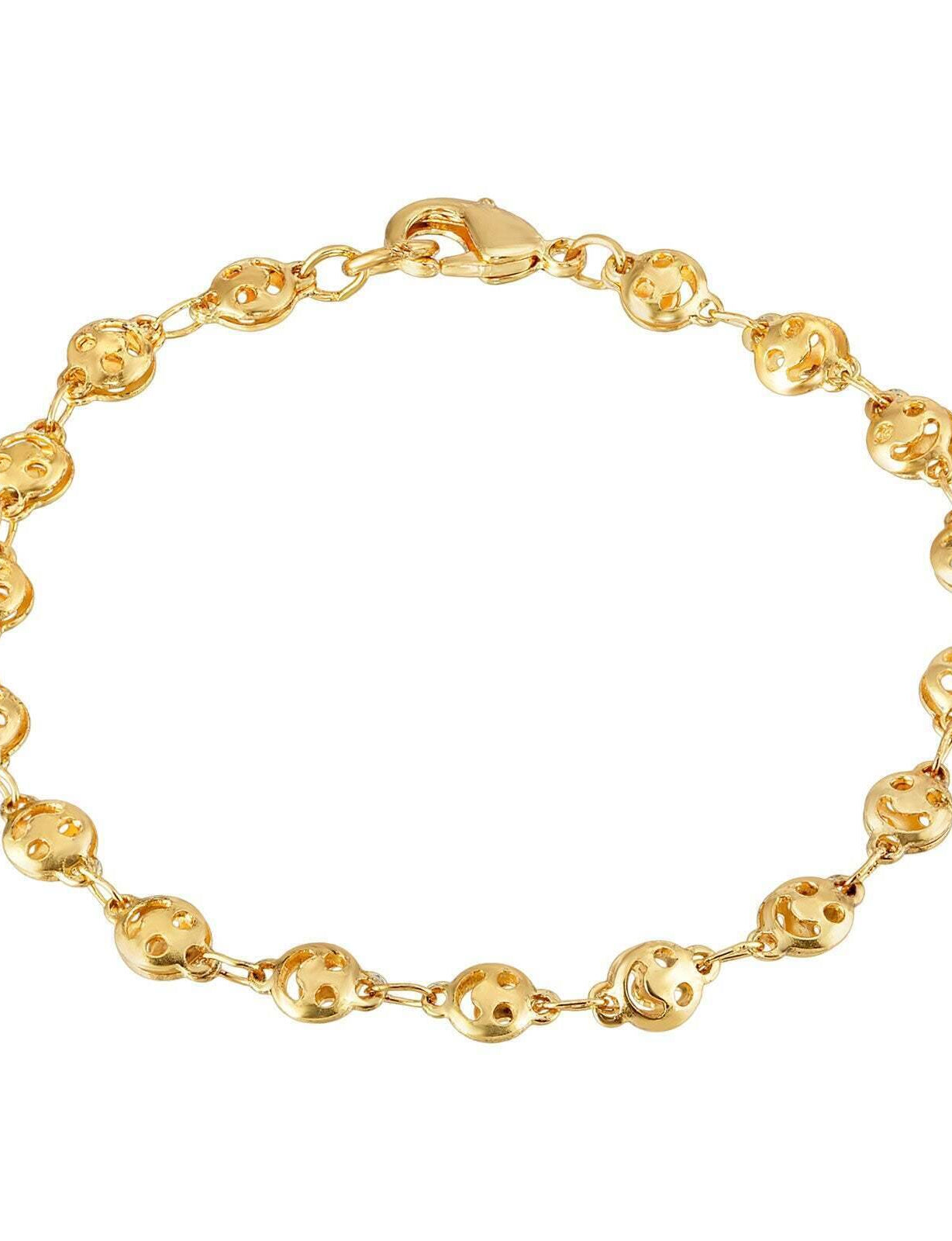 1928 Jewelry Gold Happy Face Chain Bracelet