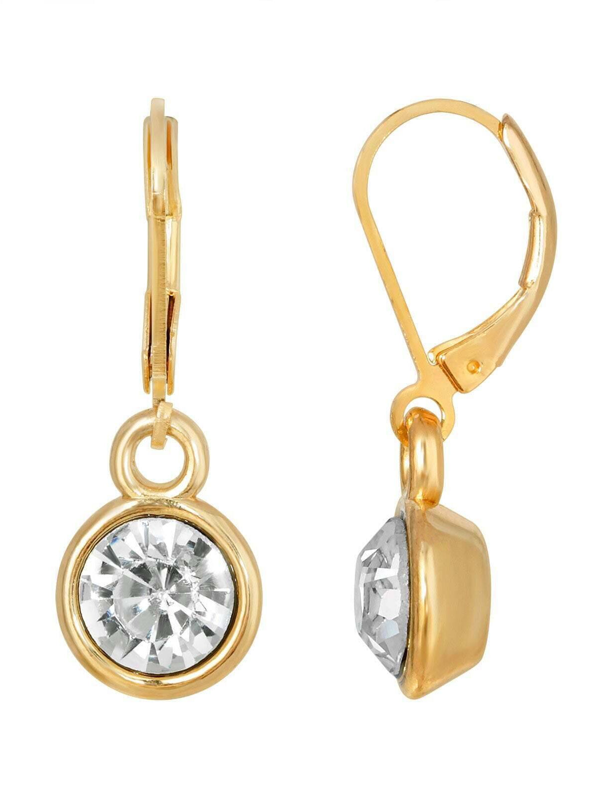 1928 Jewelry Round Clear Crystal Drop Earrings