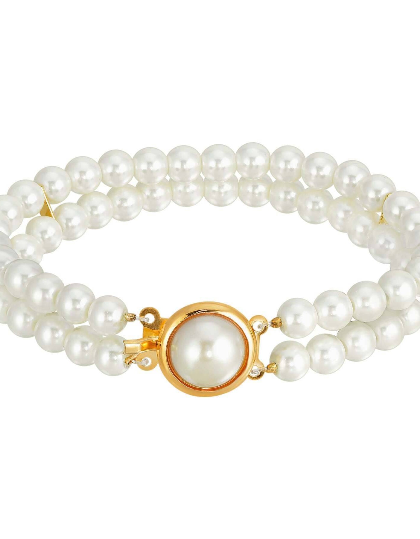 1928 Jewelry Double Strand 6mm Faux Pearl Bracelet