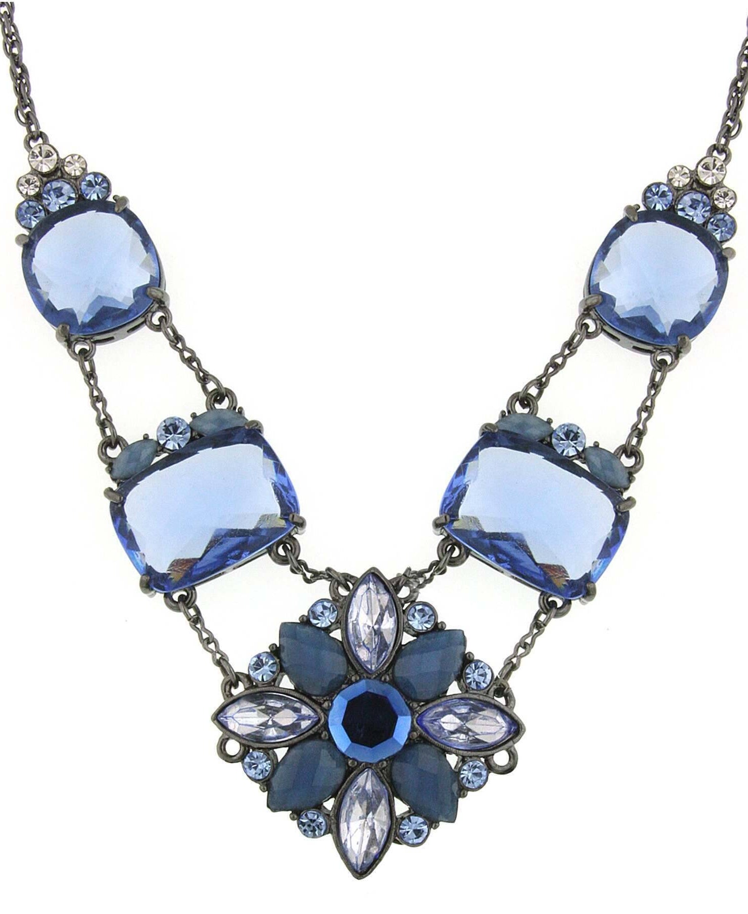1928 Jewelry Blue Crystal Drop Necklace 16"