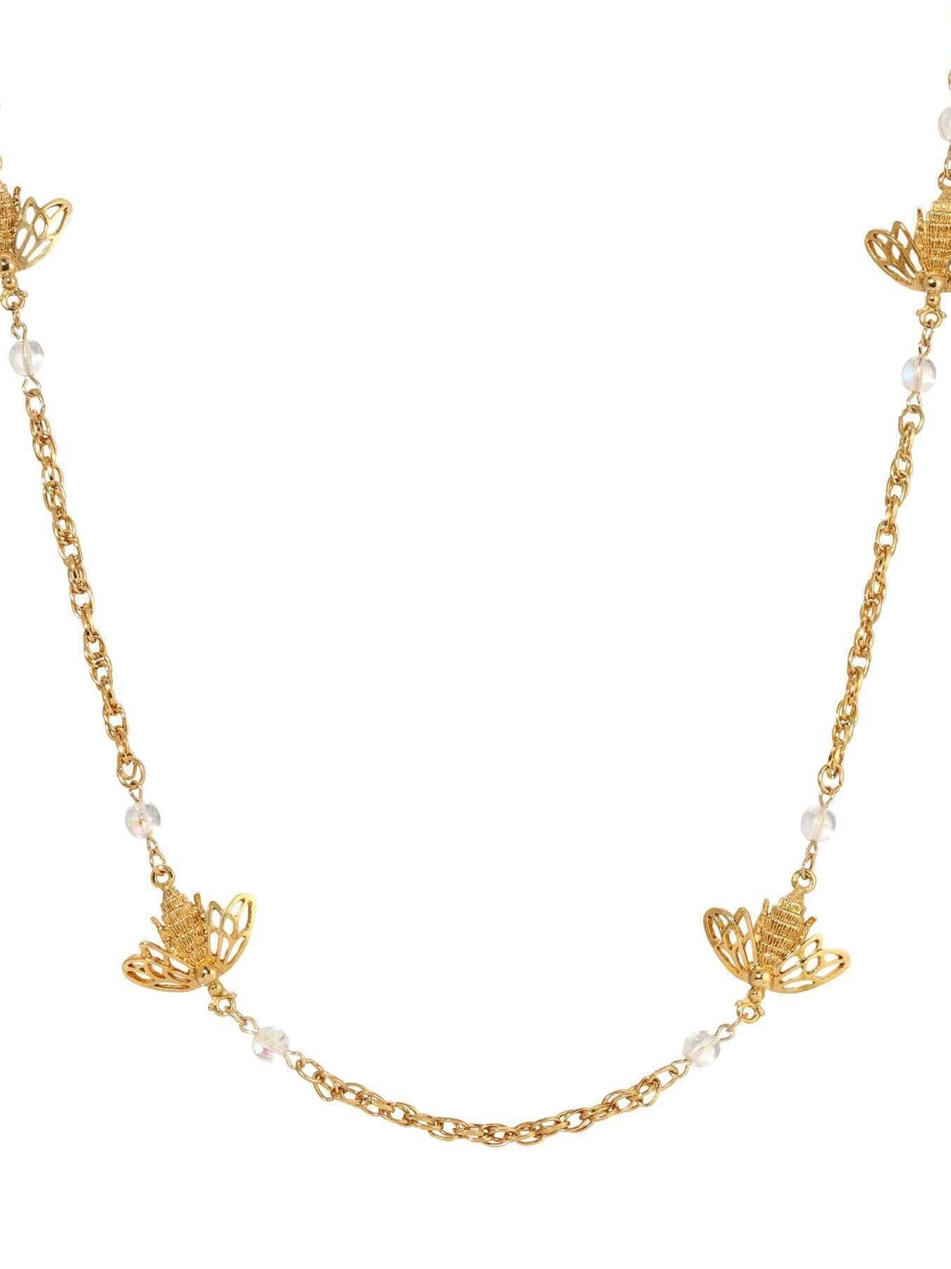 1928 Jewelry Quadruple Bee AB Crystals Chain Necklace 40"