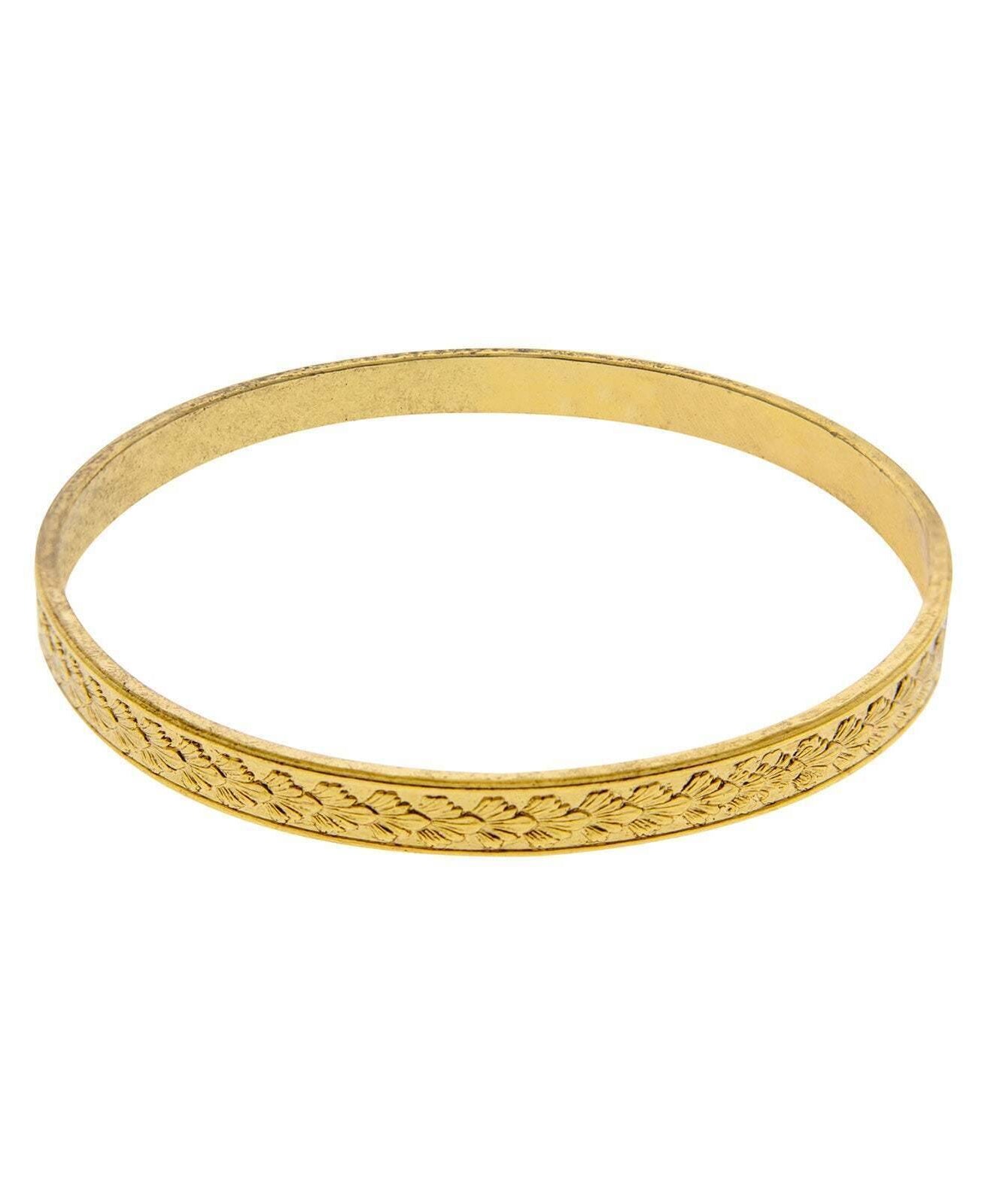1928 Jewelry Gold Classic Leaf Bangle Bracelet