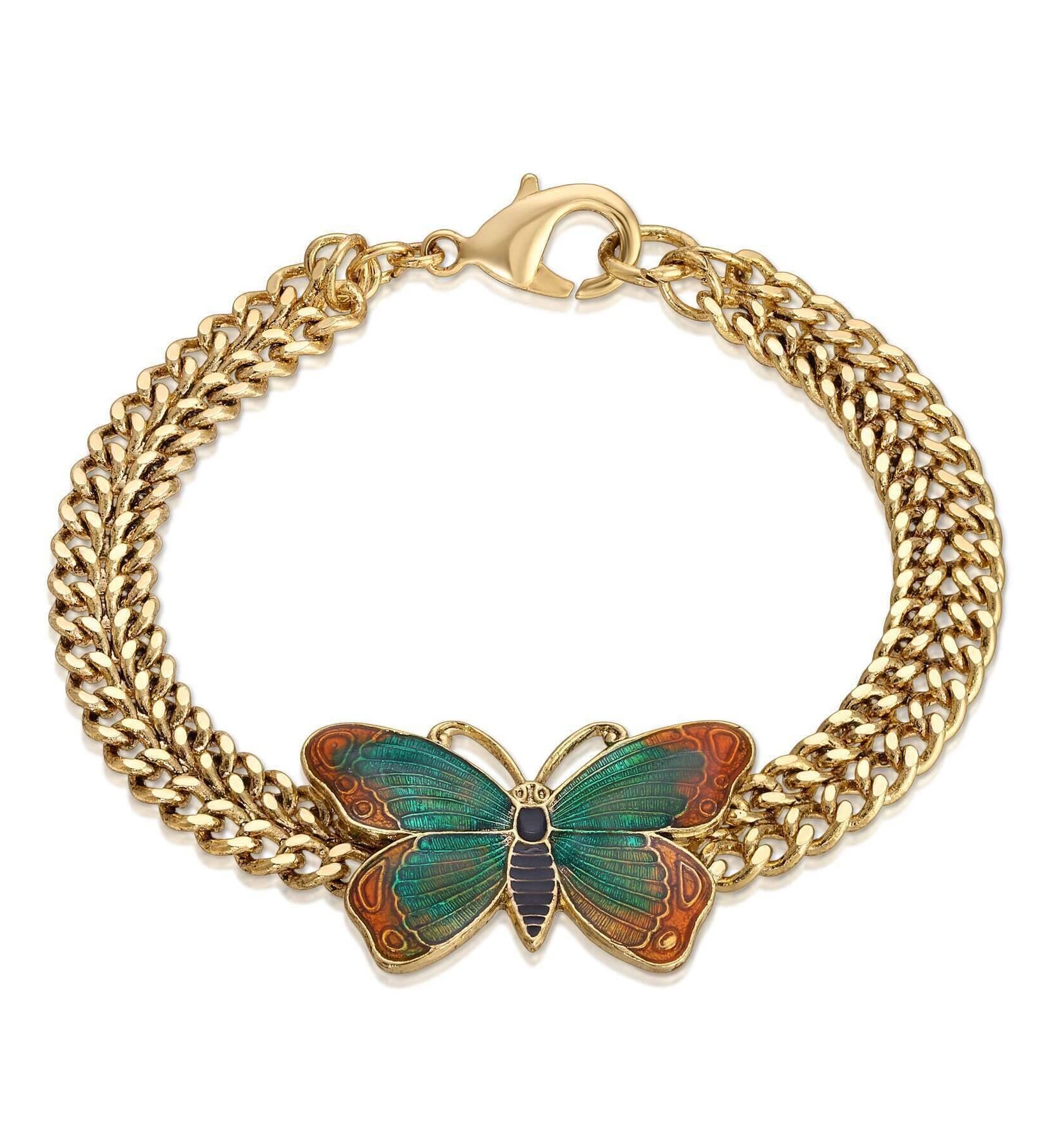 1928 Jewelry Metamorphic Butterfly Double Curb Bracelet, 7.25"L