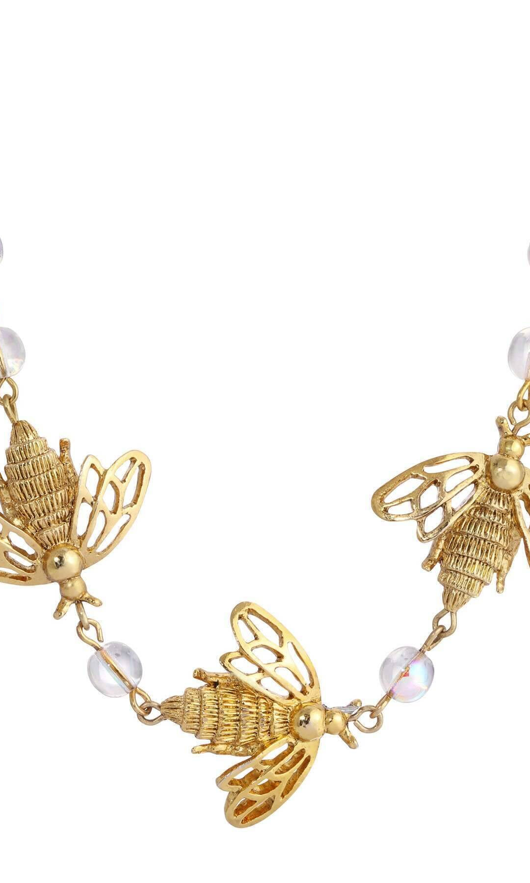 1928 Jewelry Triple Bee AB Crystals Drop Necklace 16" + 3" Extension